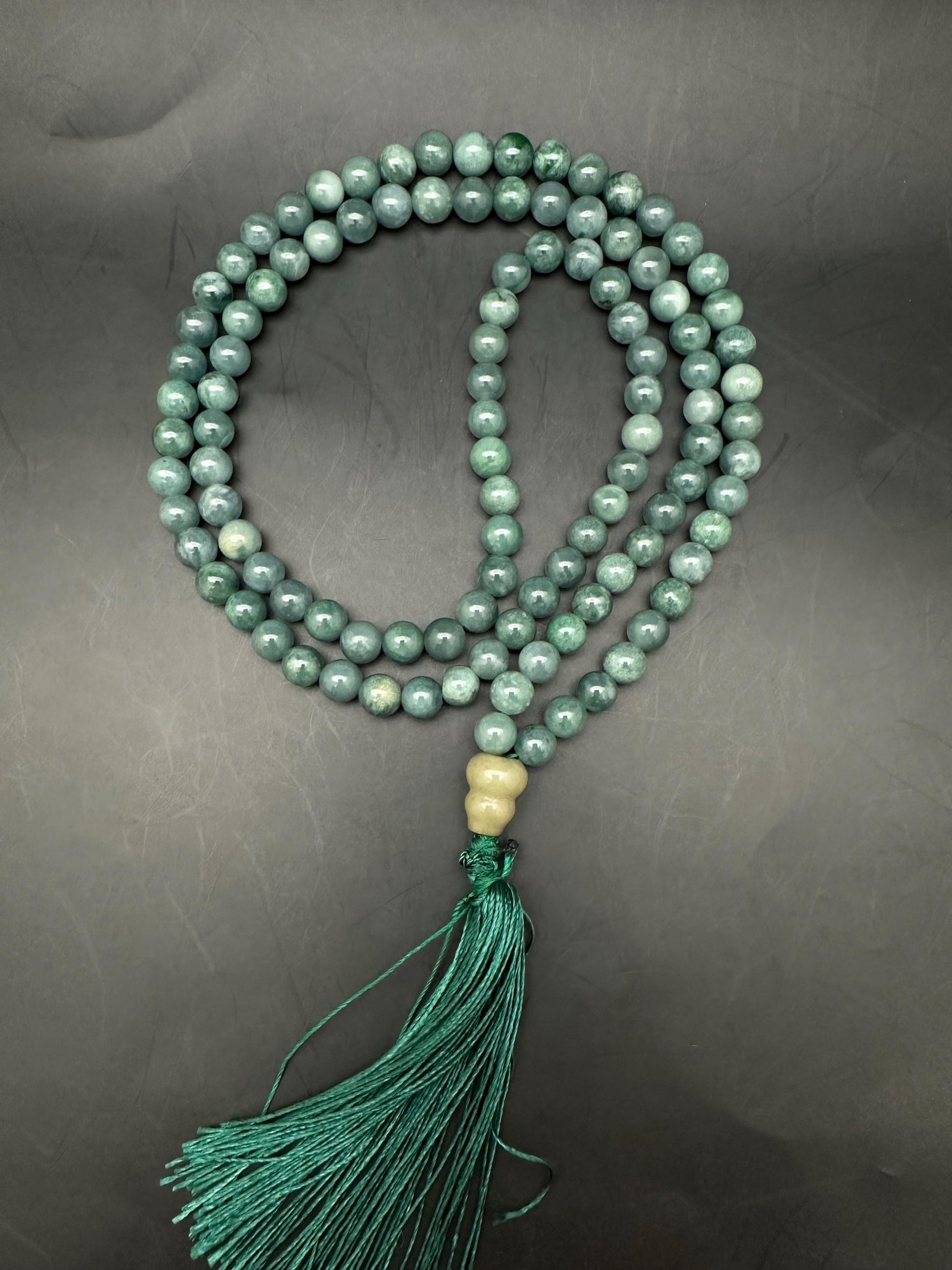 Natural Guatemala Jade Mala, 108 Beads, Prayer Beads
