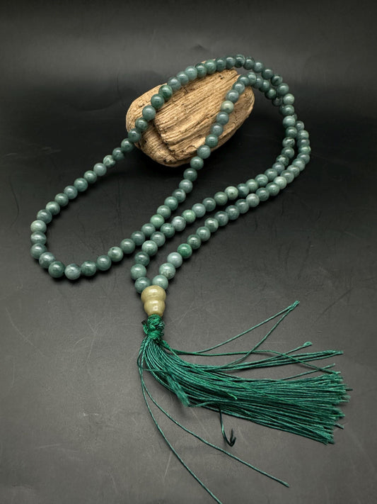Natural Guatemala Jade Mala, 108 Beads, Prayer Beads
