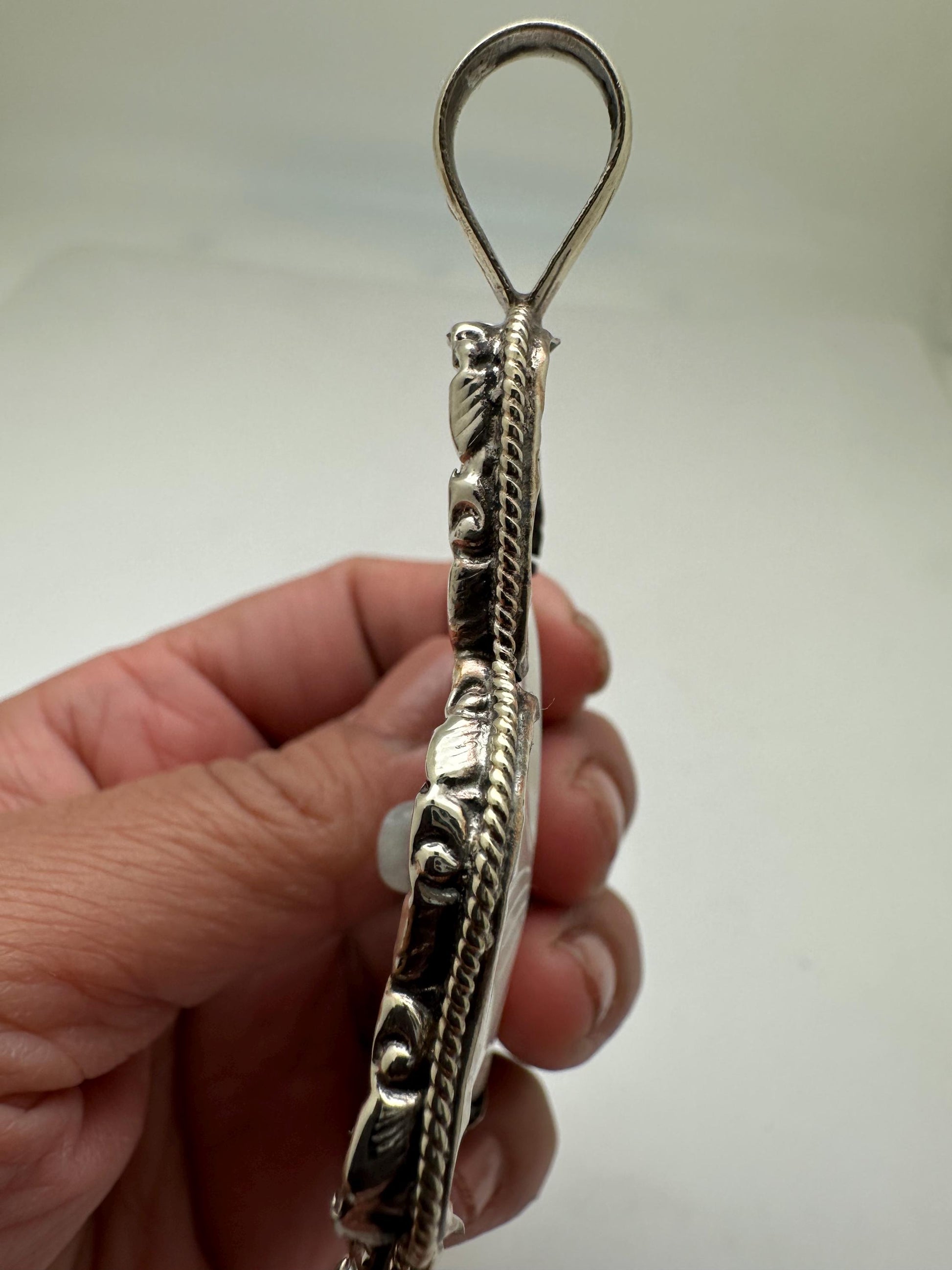 Abolone flower pendant,moonstone,lapis,labradorite,turquoise Tibetan silver, handcrafted,Nepalese