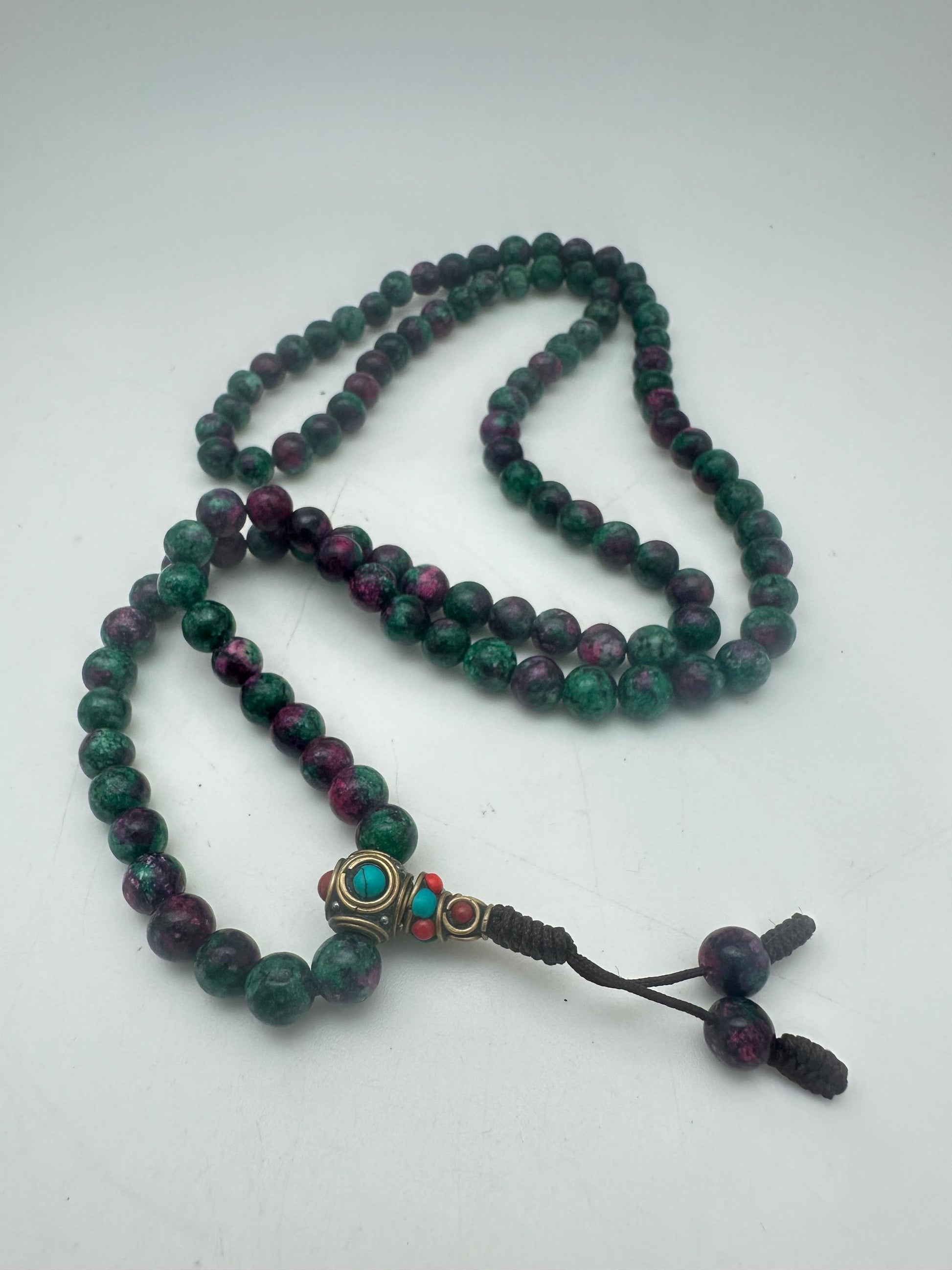 Ruby mala,necklace, prayer Bead, ruby zoisite, natural stone