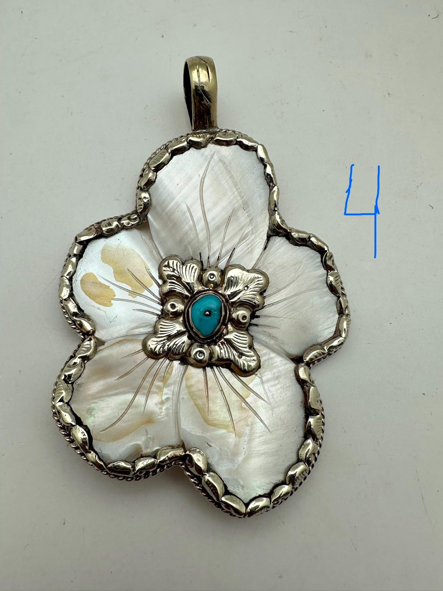 Abolone flower pendant,moonstone,lapis,labradorite,turquoise Tibetan silver, handcrafted,Nepalese