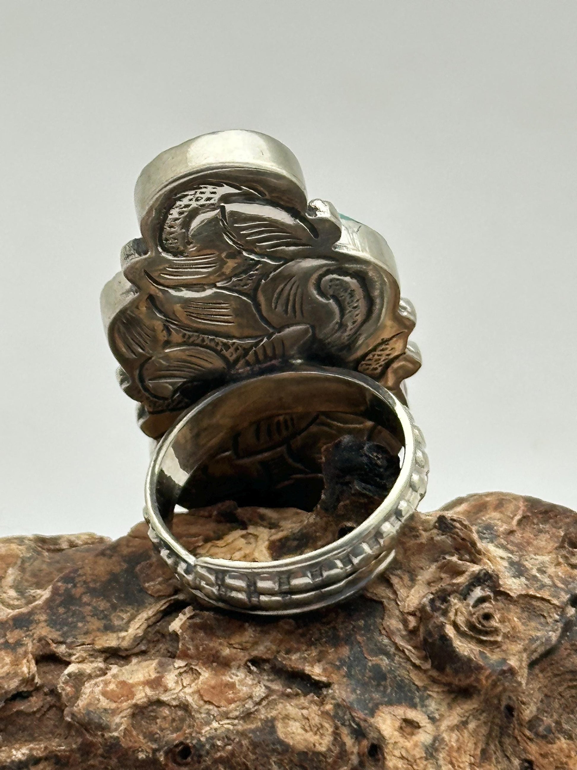 turquoise ring ,handcrafted, tibetan silver,Nepalese, adjustable, ethnic style