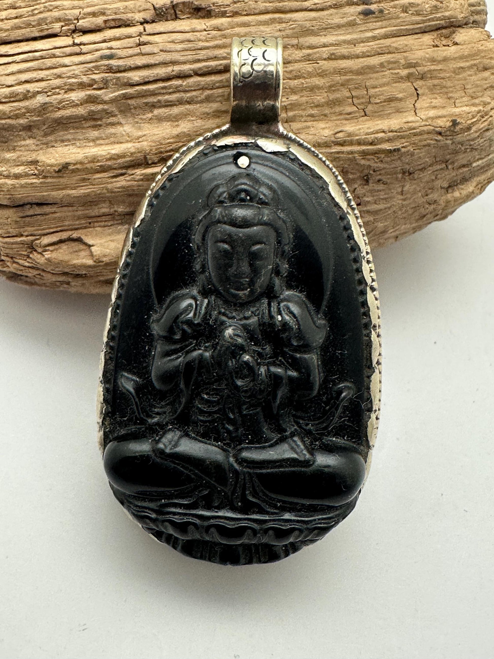 Quan yin, Guan yin,Handcrafted,Tibetan silver, Amulet, Boddhisattva,Feminine Buddha,64.7mmX35.6mm