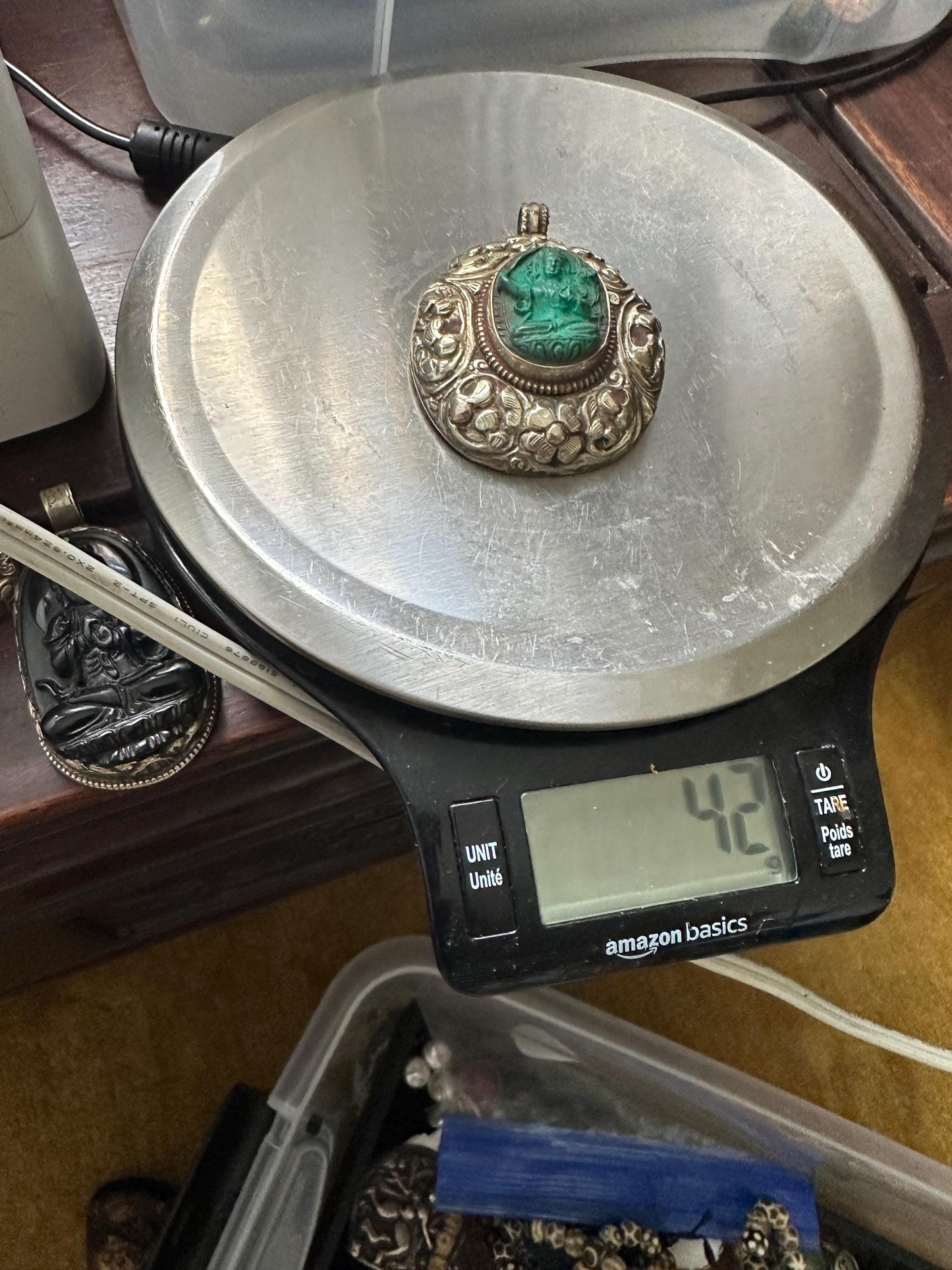 Manjushree,Manjushri pendant, howlite turquoise, handcrafted, tibetansilver, enlightened Buddha, Boddhisattva,Buddha of wisdom,63.3mmX48.8mm