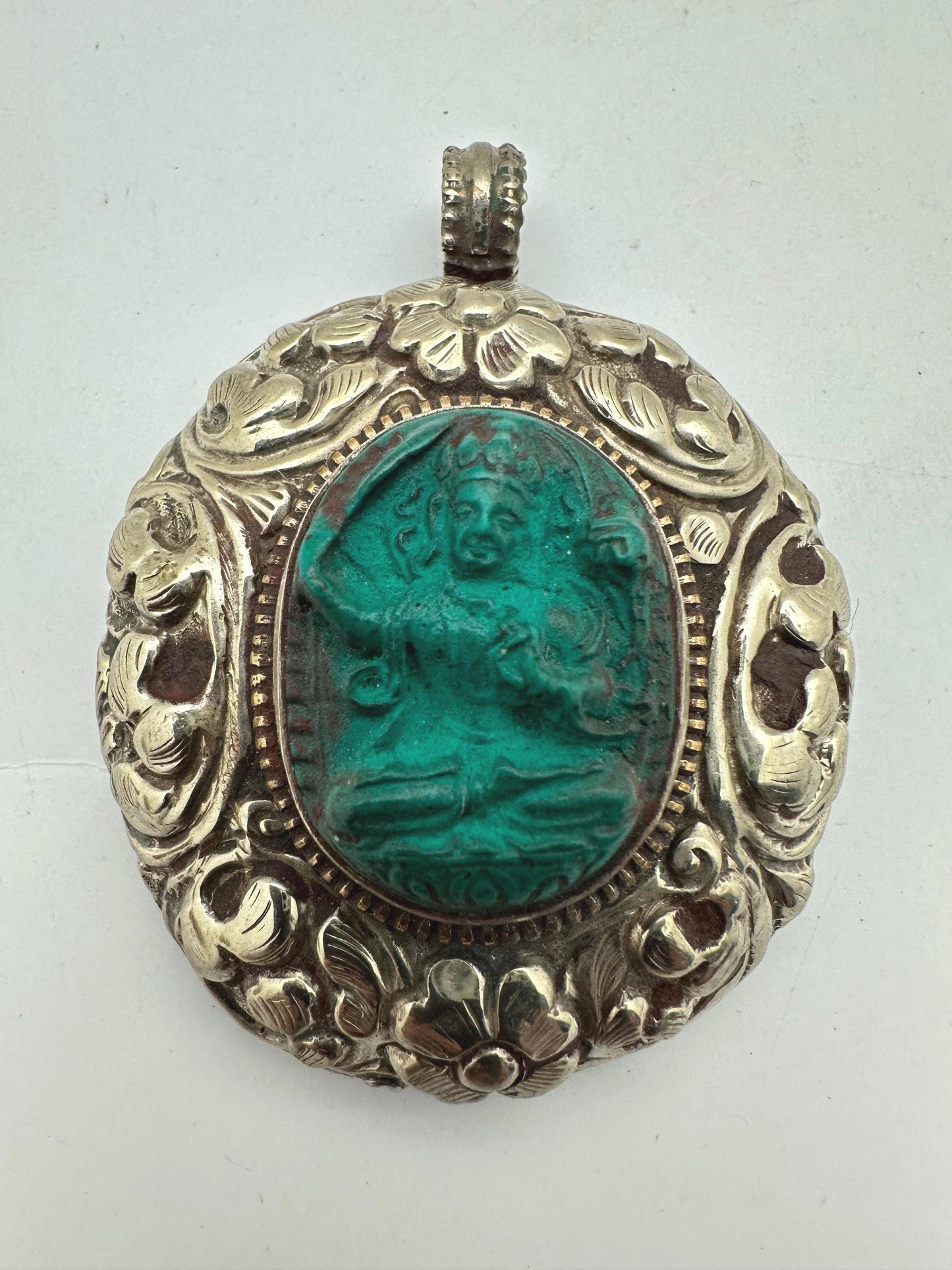 Manjushree,Manjushri pendant, howlite turquoise, handcrafted, tibetansilver, enlightened Buddha, Boddhisattva,Buddha of wisdom,63.3mmX48.8mm