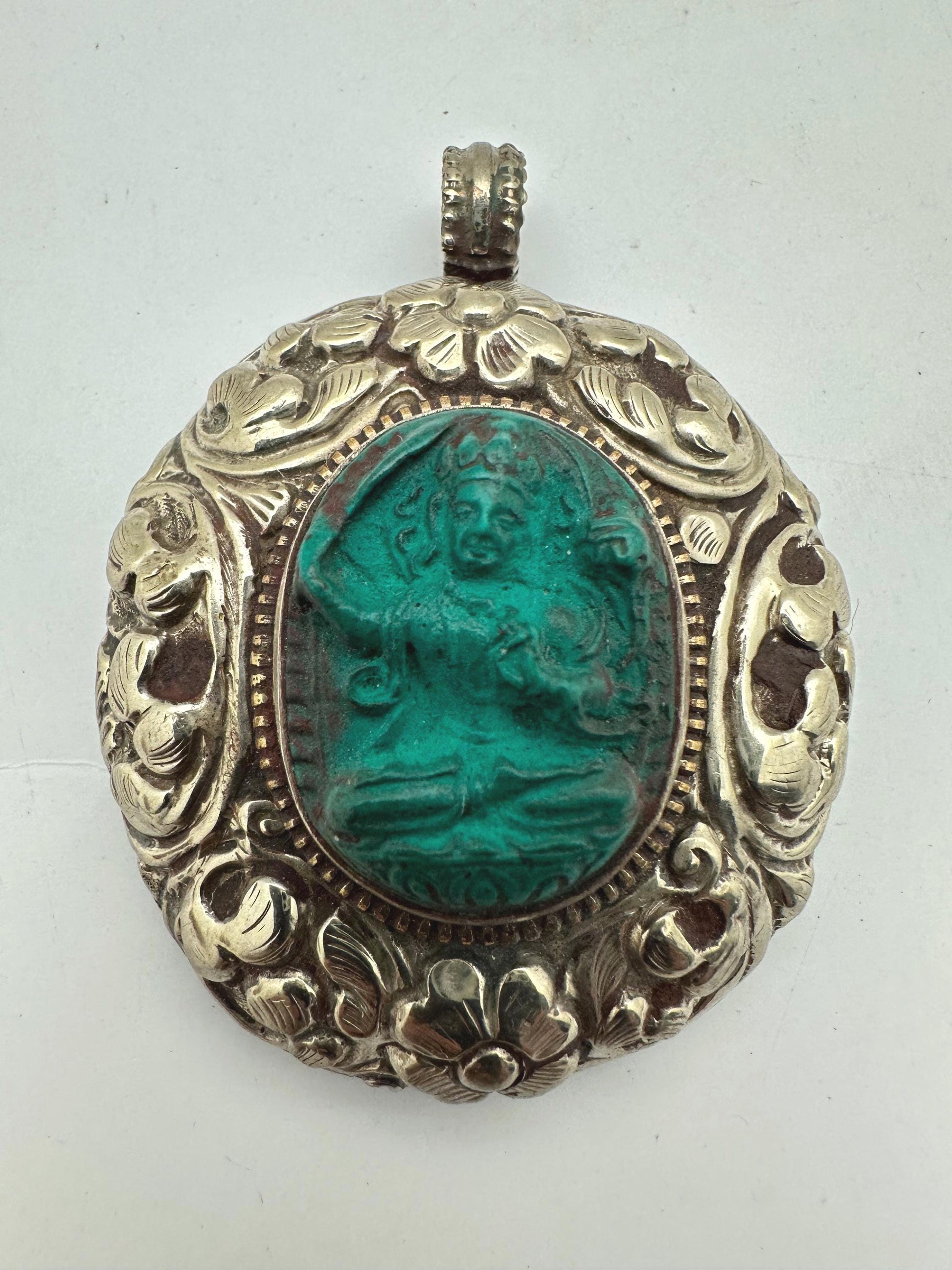 Manjushree,Manjushri pendant, howlite turquoise, handcrafted, tibetansilver, enlightened Buddha, Boddhisattva,Buddha of wisdom,63.3mmX48.8mm