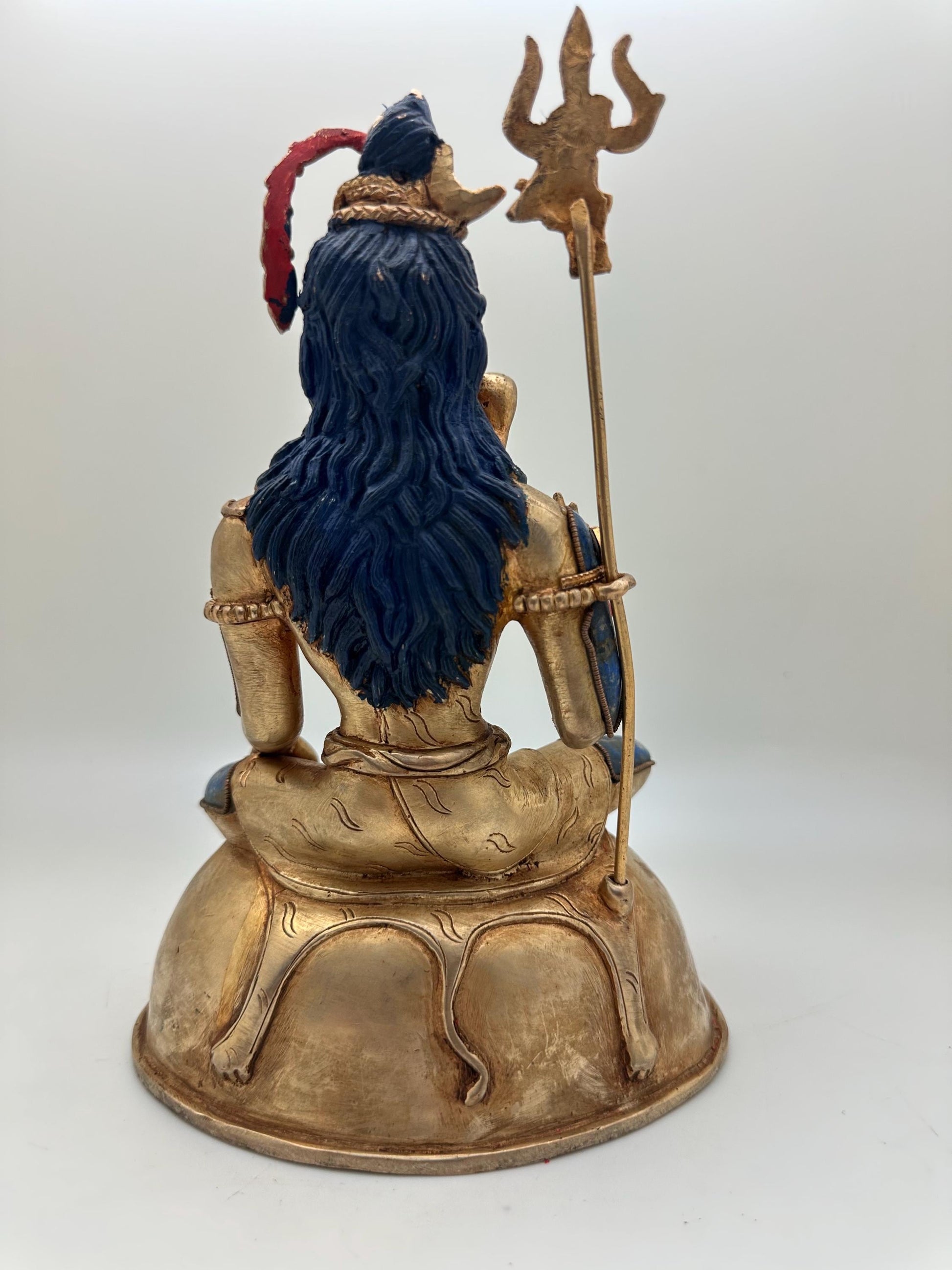 Shiva statue, lapis lazuli statue, gold plated, master handcrafted from Nepal