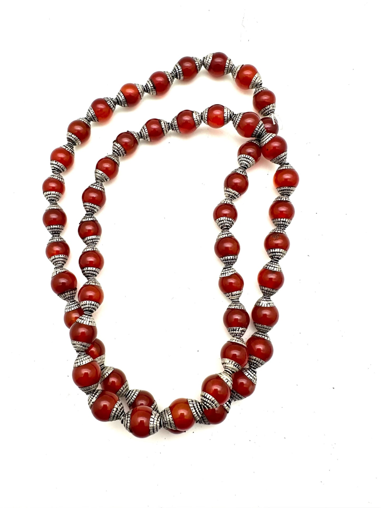 Carnilian beads, carnilian necklace,handcrafted,Tibetan silver,Nepalese