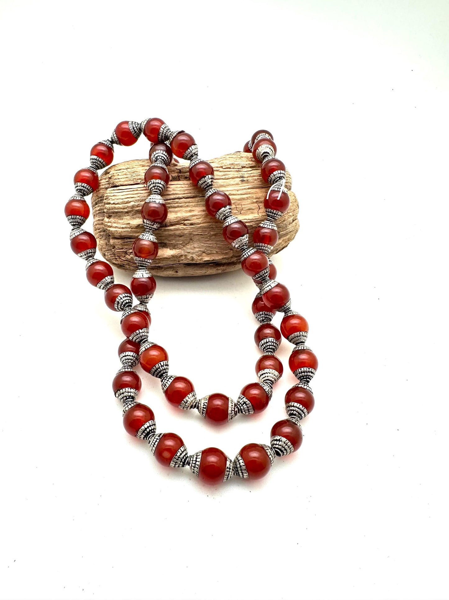 Carnilian beads, carnilian necklace,handcrafted,Tibetan silver,Nepalese