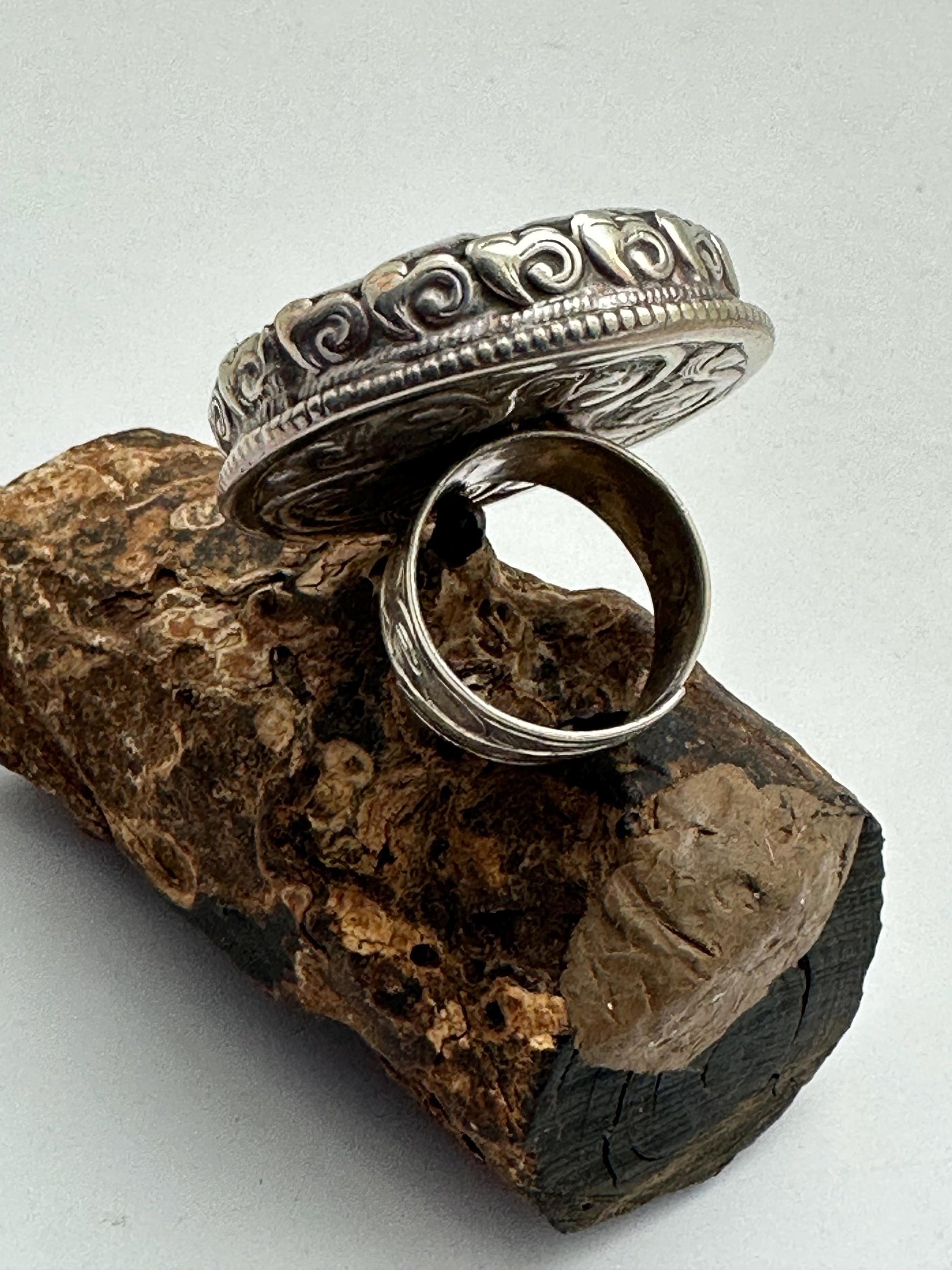 Bone carved flower,adjustable ring,handcrafted, Tibetan silver,Nepalese