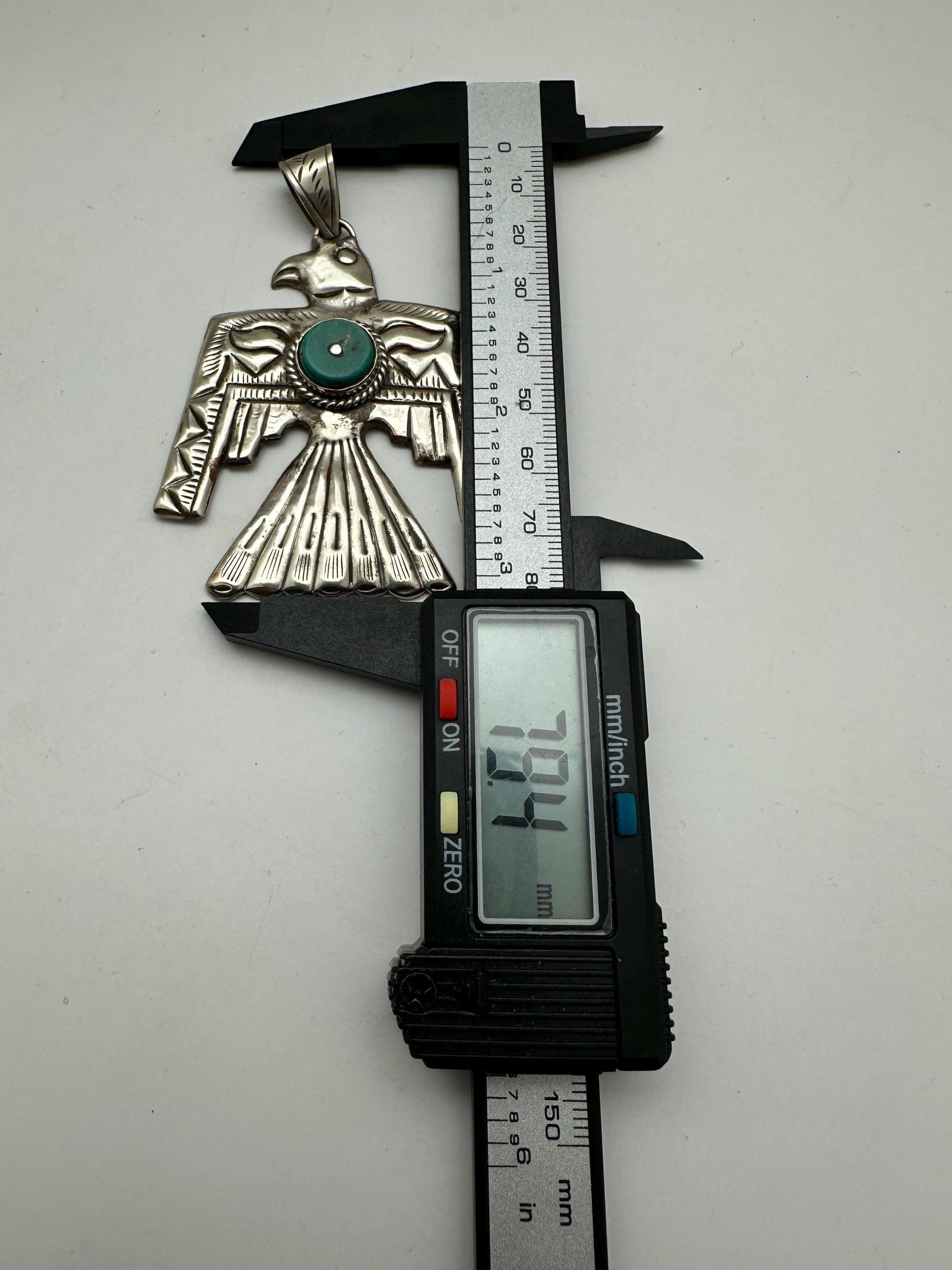 Thunder bird pendant, handcrafted, turquoise, Tibetan silver,79mmX55mm