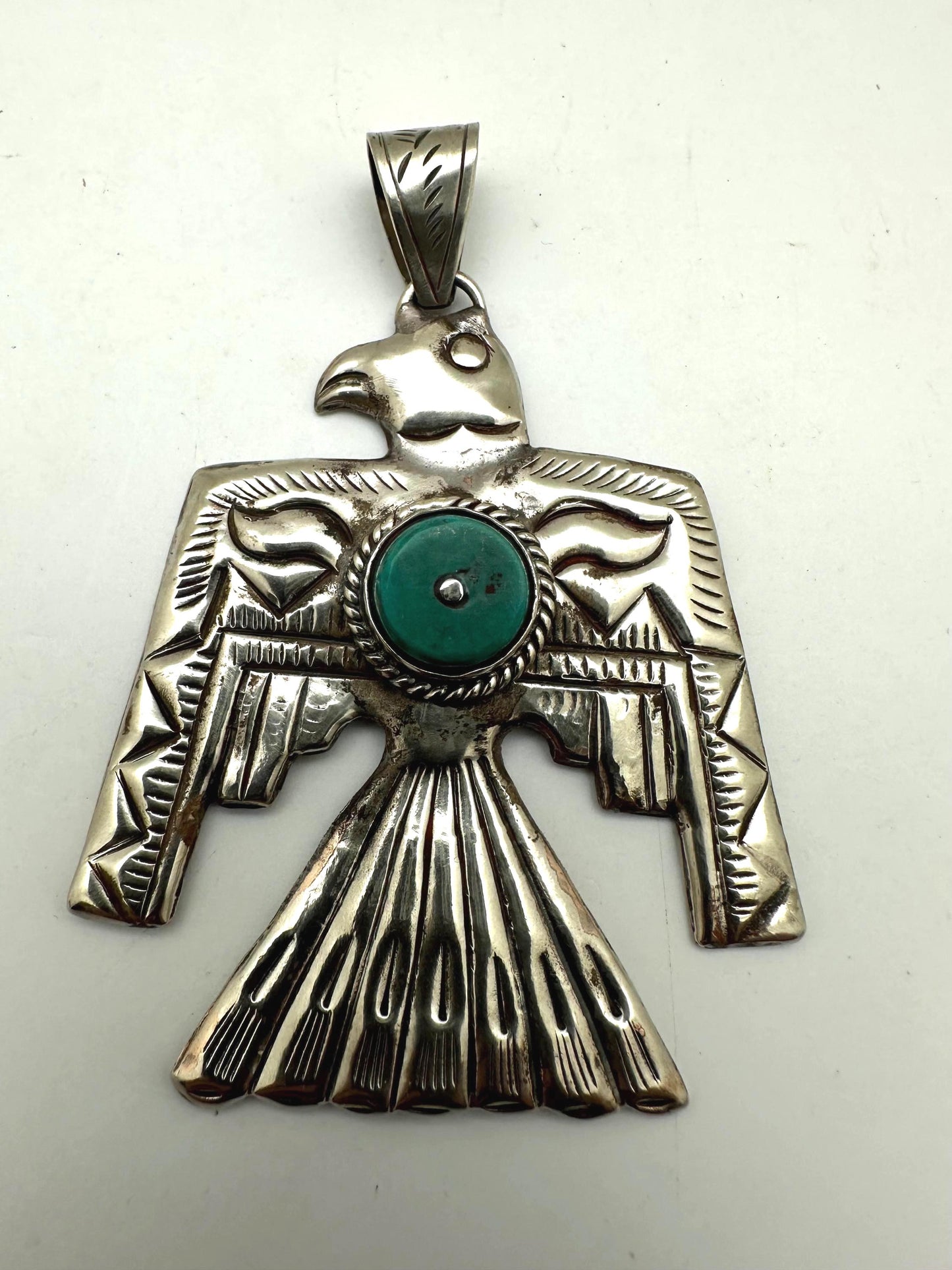 Thunder bird pendant, handcrafted, turquoise, Tibetan silver,79mmX55mm