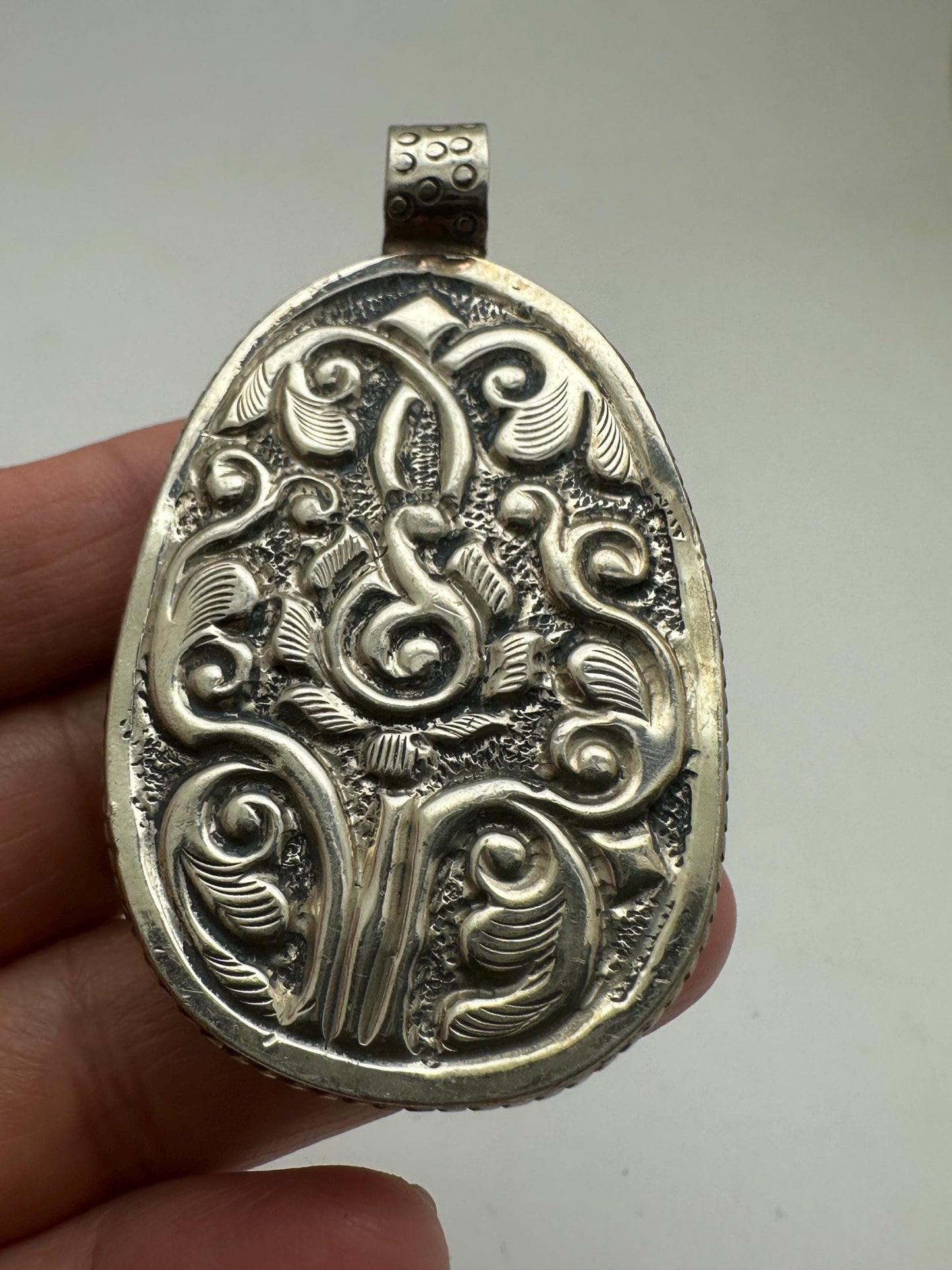 Handcarved, Tigereye Buddha pendant,Tibetan silver,Meditation,Spiritual,35mmX60mm