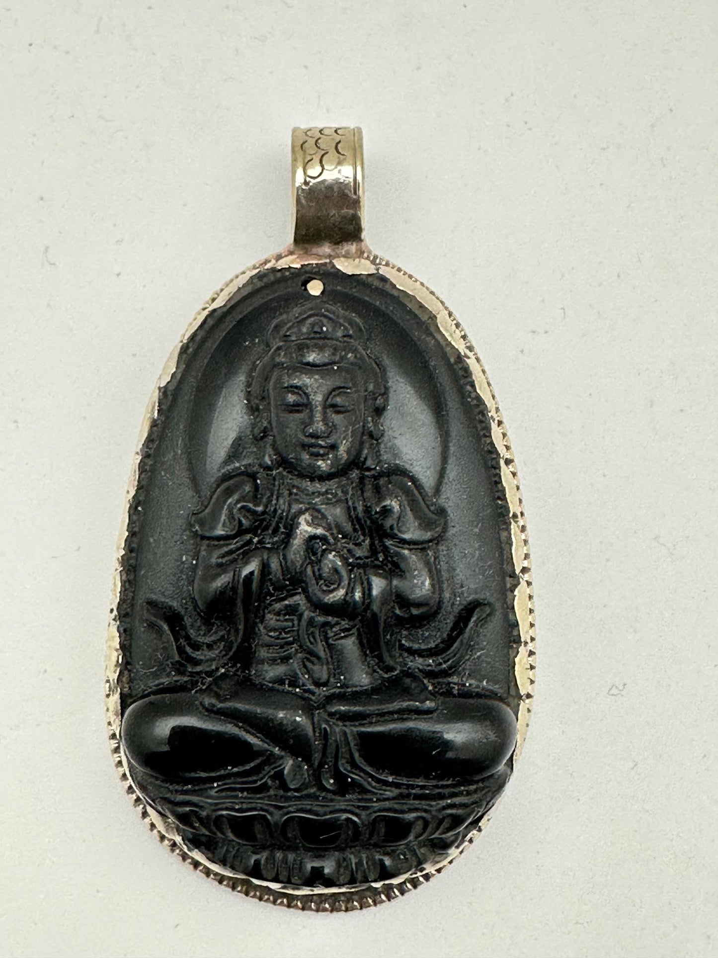 Quan yin, Guan yin,Handcrafted,Tibetan silver, Amulet, Boddhisattva,Feminine Buddha,64.7mmX35.6mm