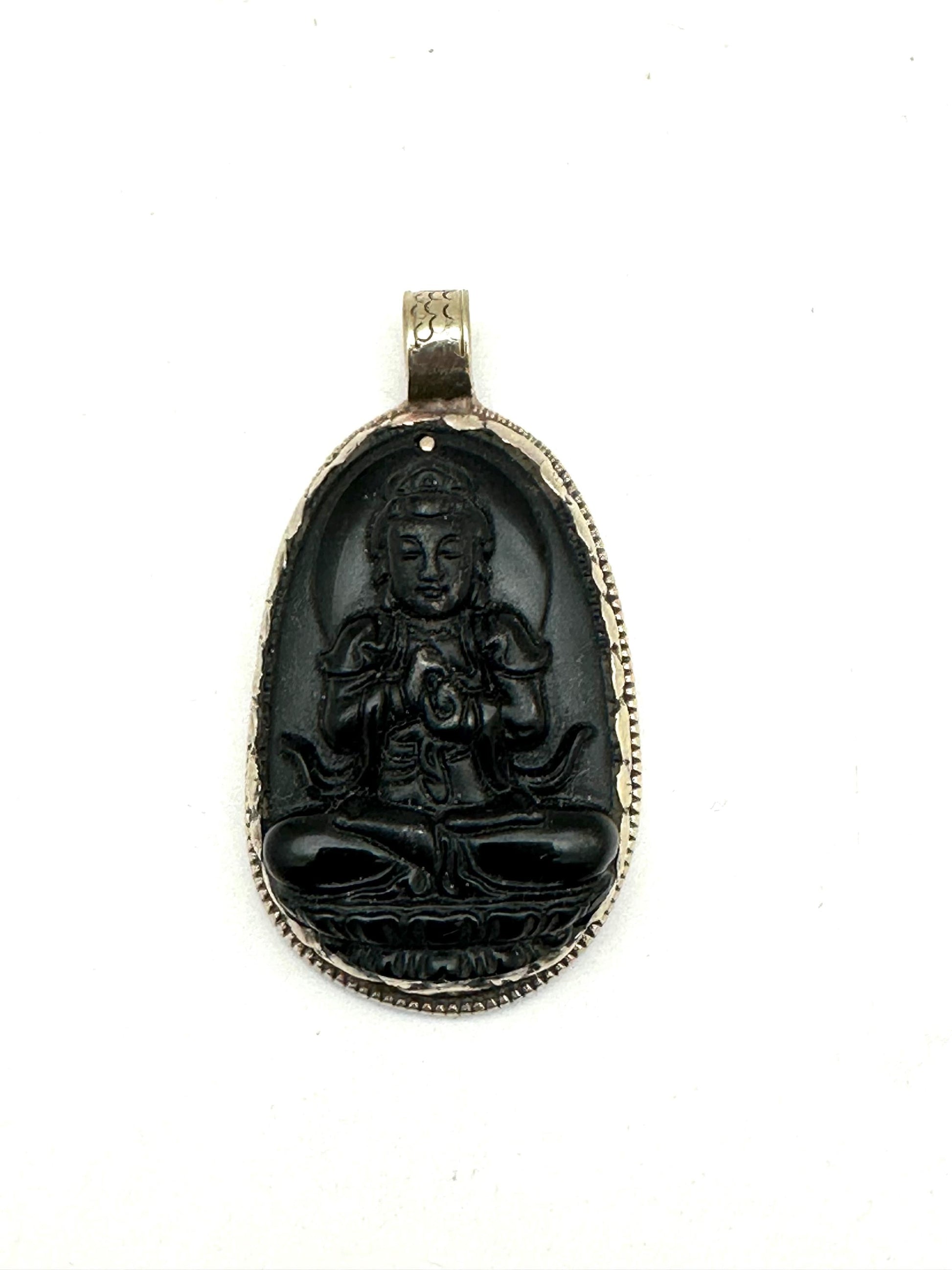 Quan yin, Guan yin,Handcrafted,Tibetan silver, Amulet, Boddhisattva,Feminine Buddha,64.7mmX35.6mm