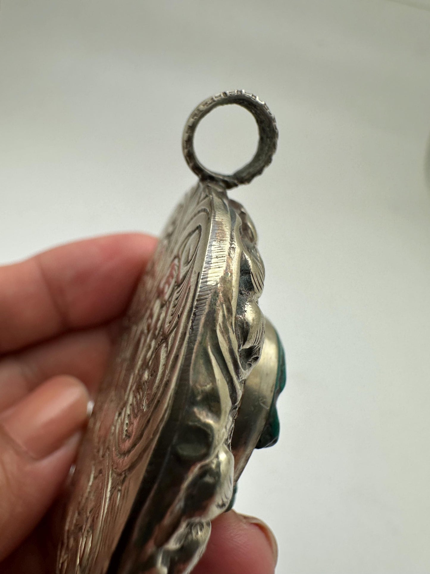 Manjushree,Manjushri pendant, howlite turquoise, handcrafted, tibetansilver, enlightened Buddha, Boddhisattva,Buddha of wisdom,63.3mmX48.8mm