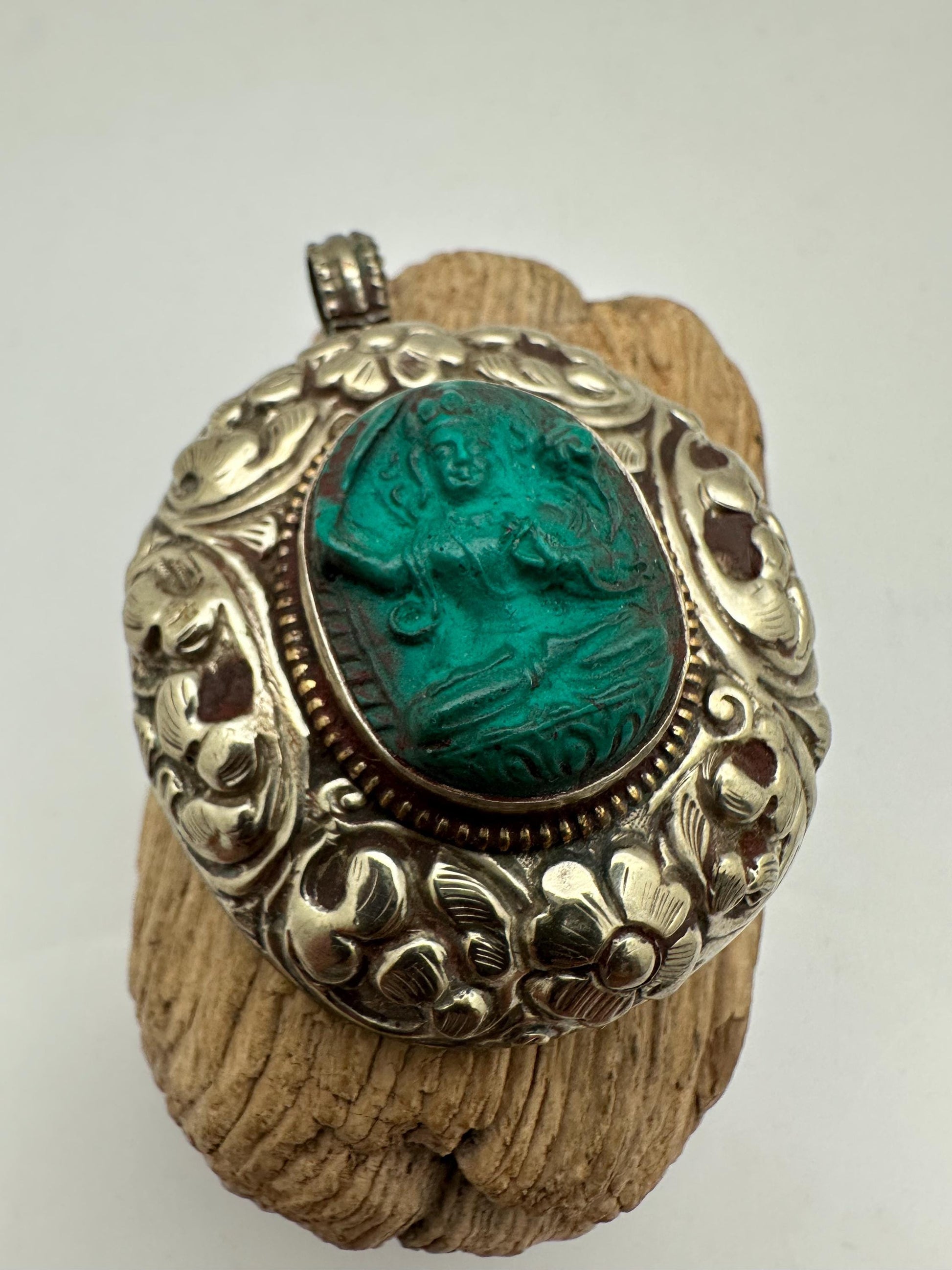 Manjushree,Manjushri pendant, howlite turquoise, handcrafted, tibetansilver, enlightened Buddha, Boddhisattva,Buddha of wisdom,63.3mmX48.8mm