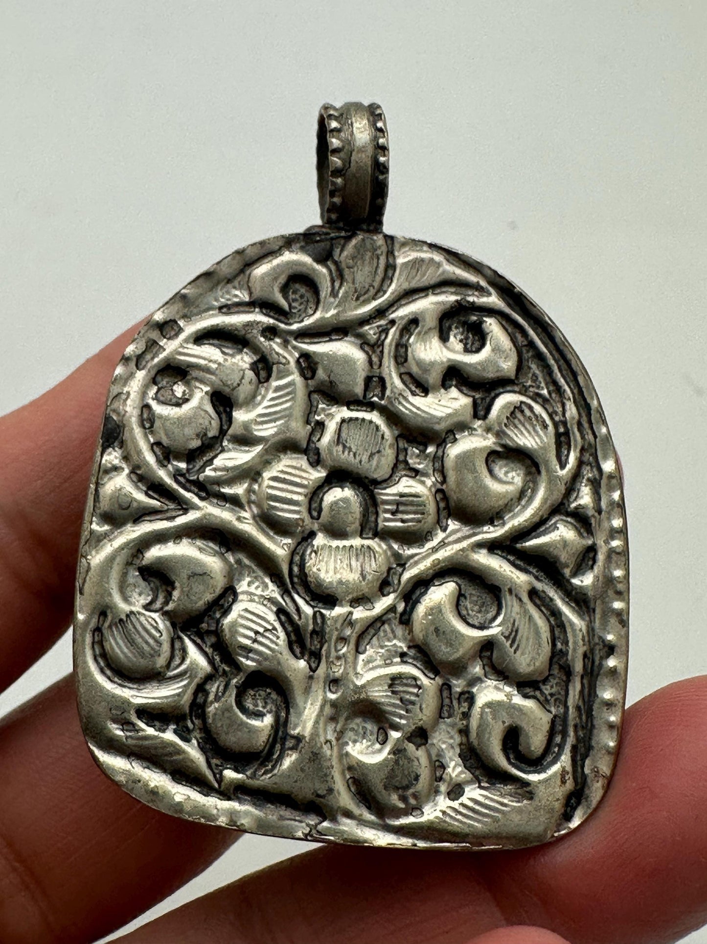 Vajrapani Pendant, Tibetan Silver, Resin Turquoise, Handcrafted Nepal (54mmX38.7mm)