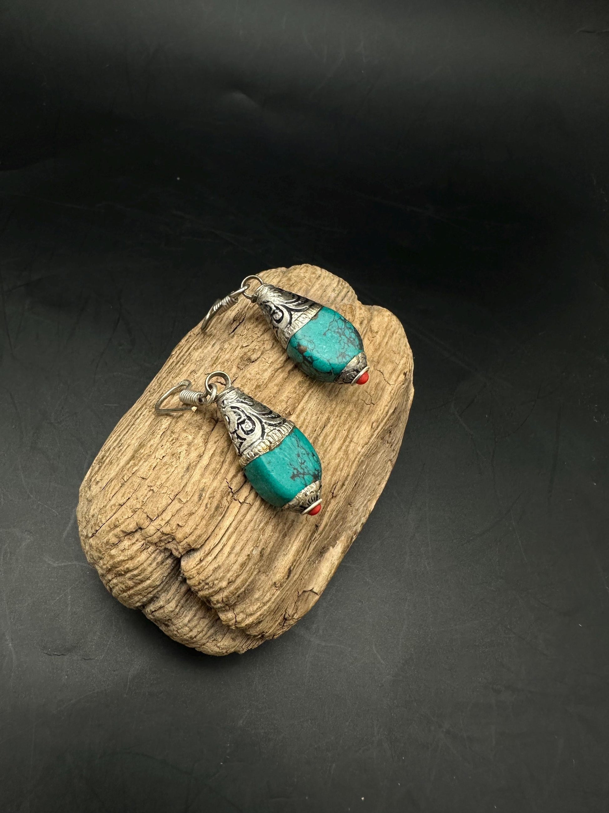 Tibetan Turquoise Earrings,raditional Ethnic Jewelry
