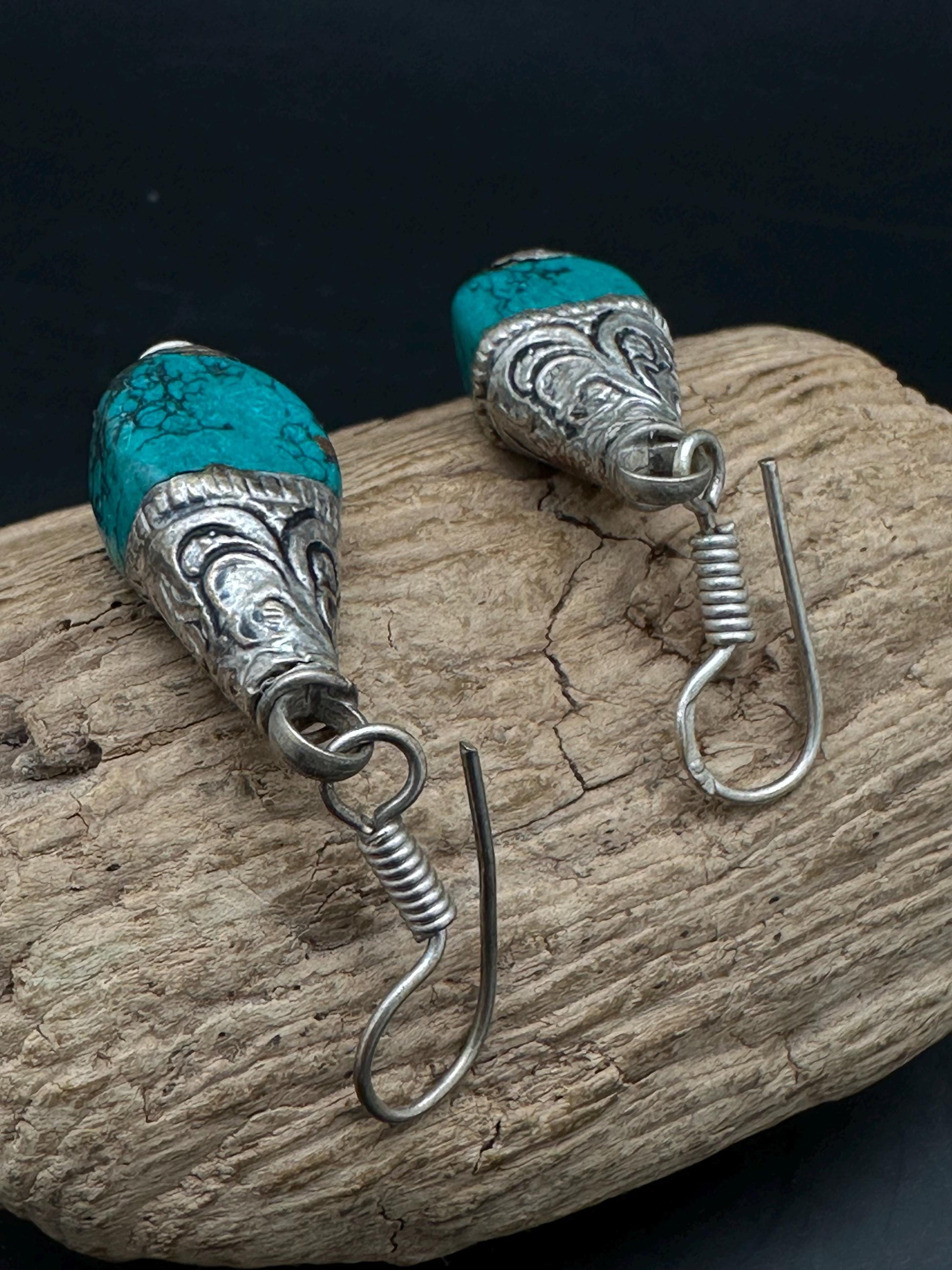 Tibetan Turquoise Earrings,raditional Ethnic Jewelry