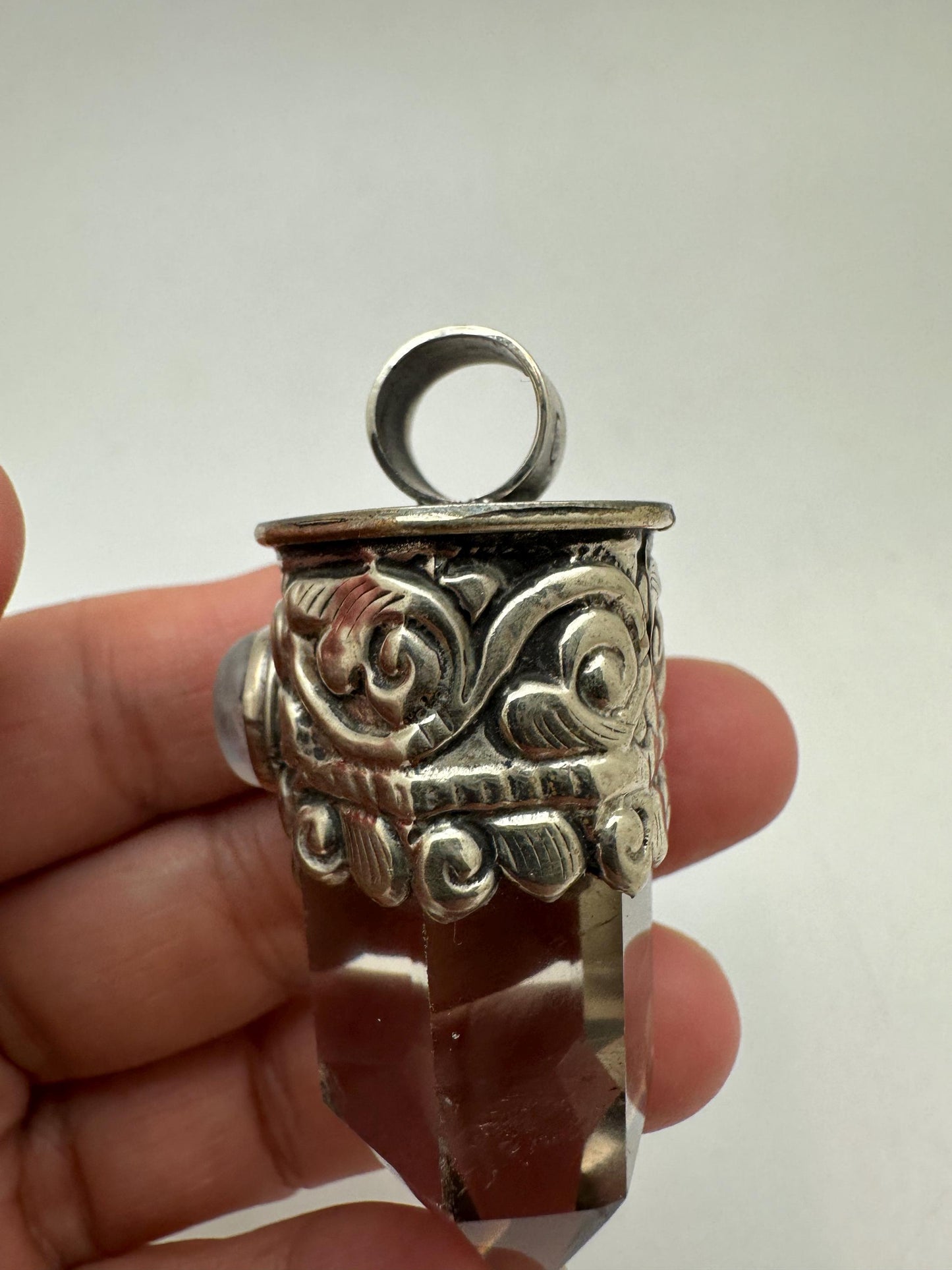Citrine point pendant, moonstone,handcrafted, Tibetan silver,ethnic style,Nepalese