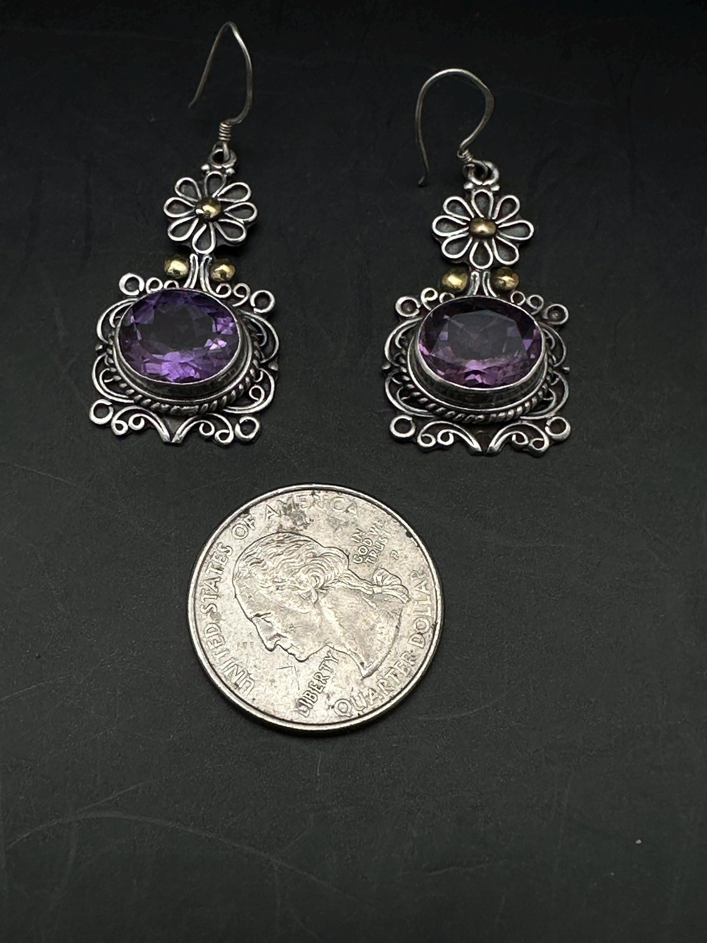 Amethyst earring ,925 sterling silver, natural amethyst, master handcrafted
