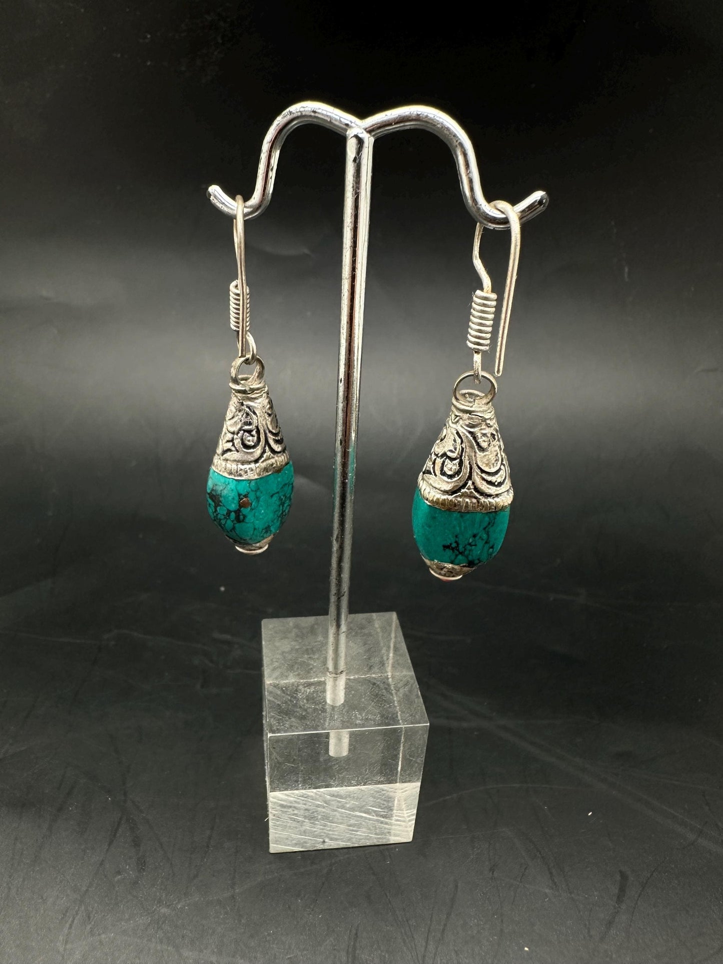 Tibetan Turquoise Earrings,raditional Ethnic Jewelry