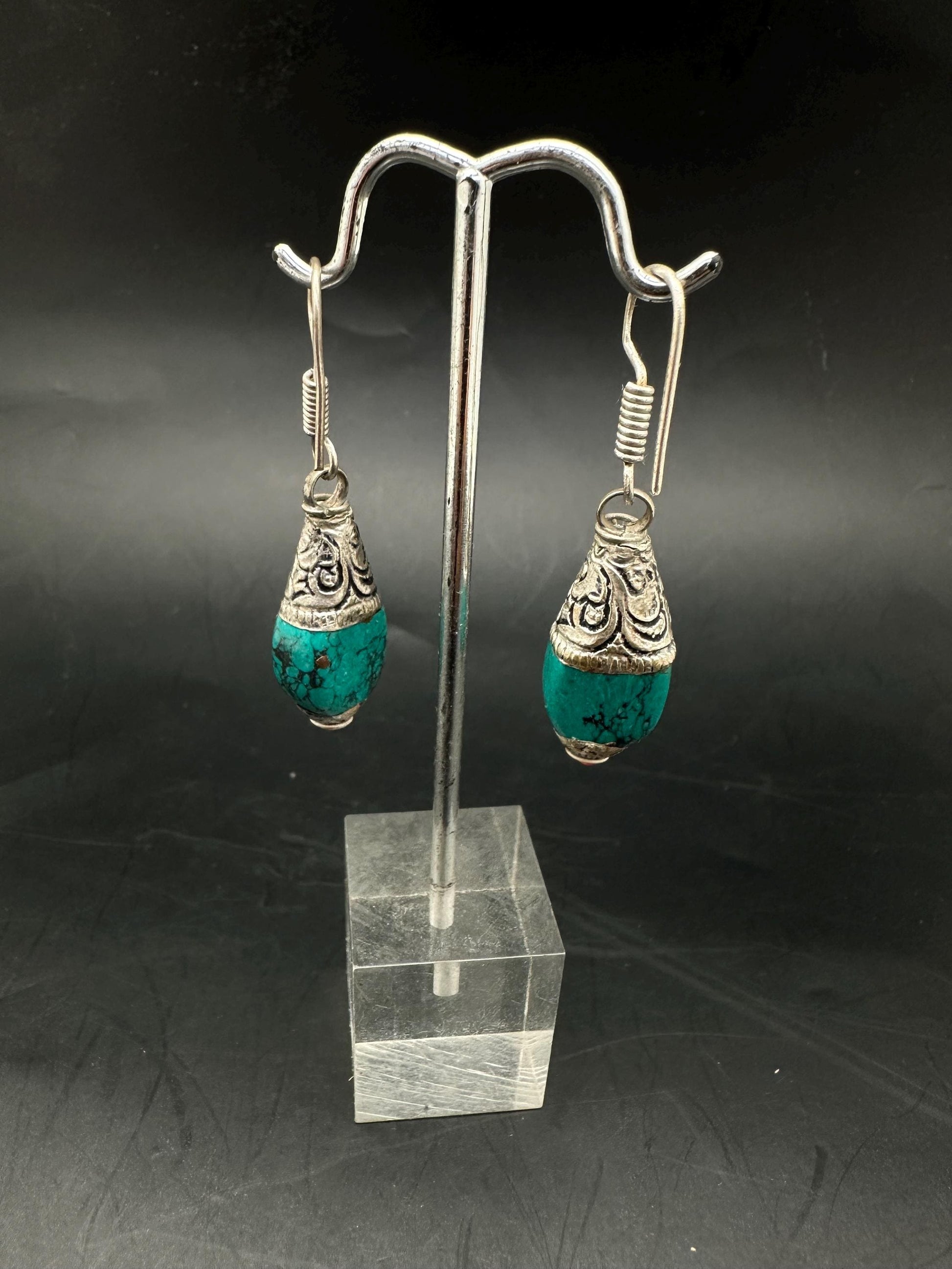 Tibetan Turquoise Earrings,raditional Ethnic Jewelry