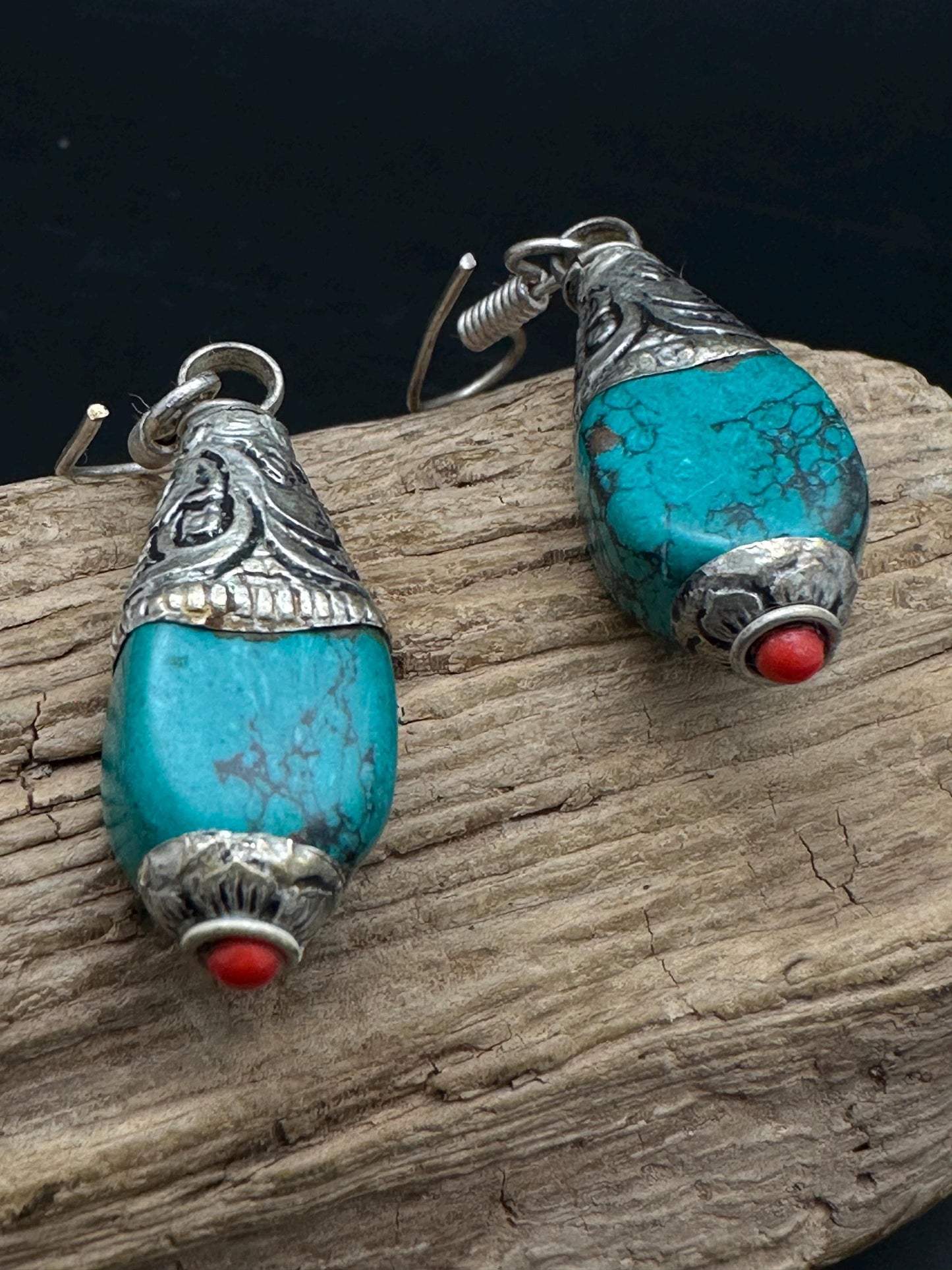 Tibetan Turquoise Earrings,raditional Ethnic Jewelry