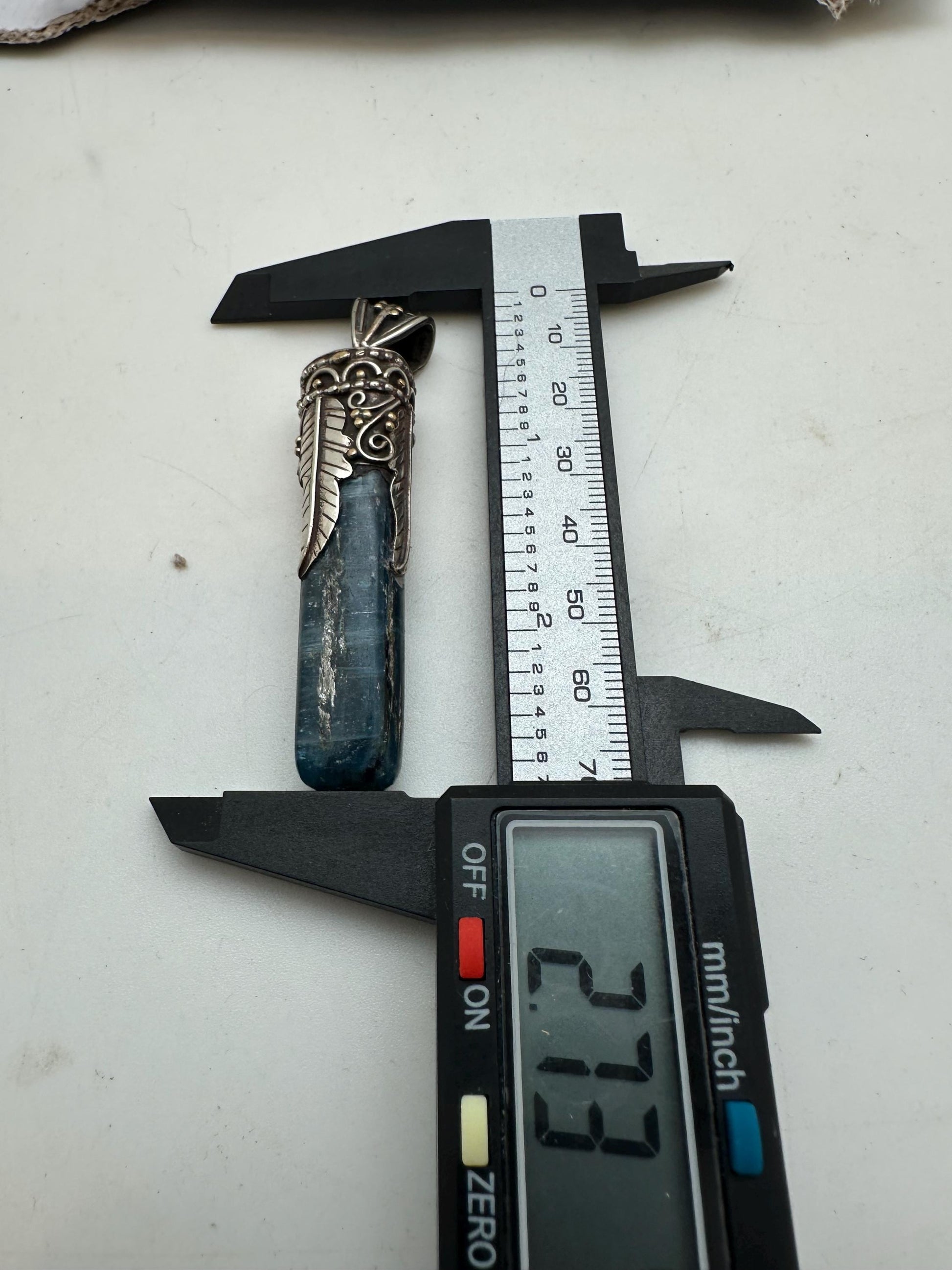 Kyanite pendant ,handcrafted, Tibetan silver,floral,Nepalese,81mmX12mm,weighs about 24gm