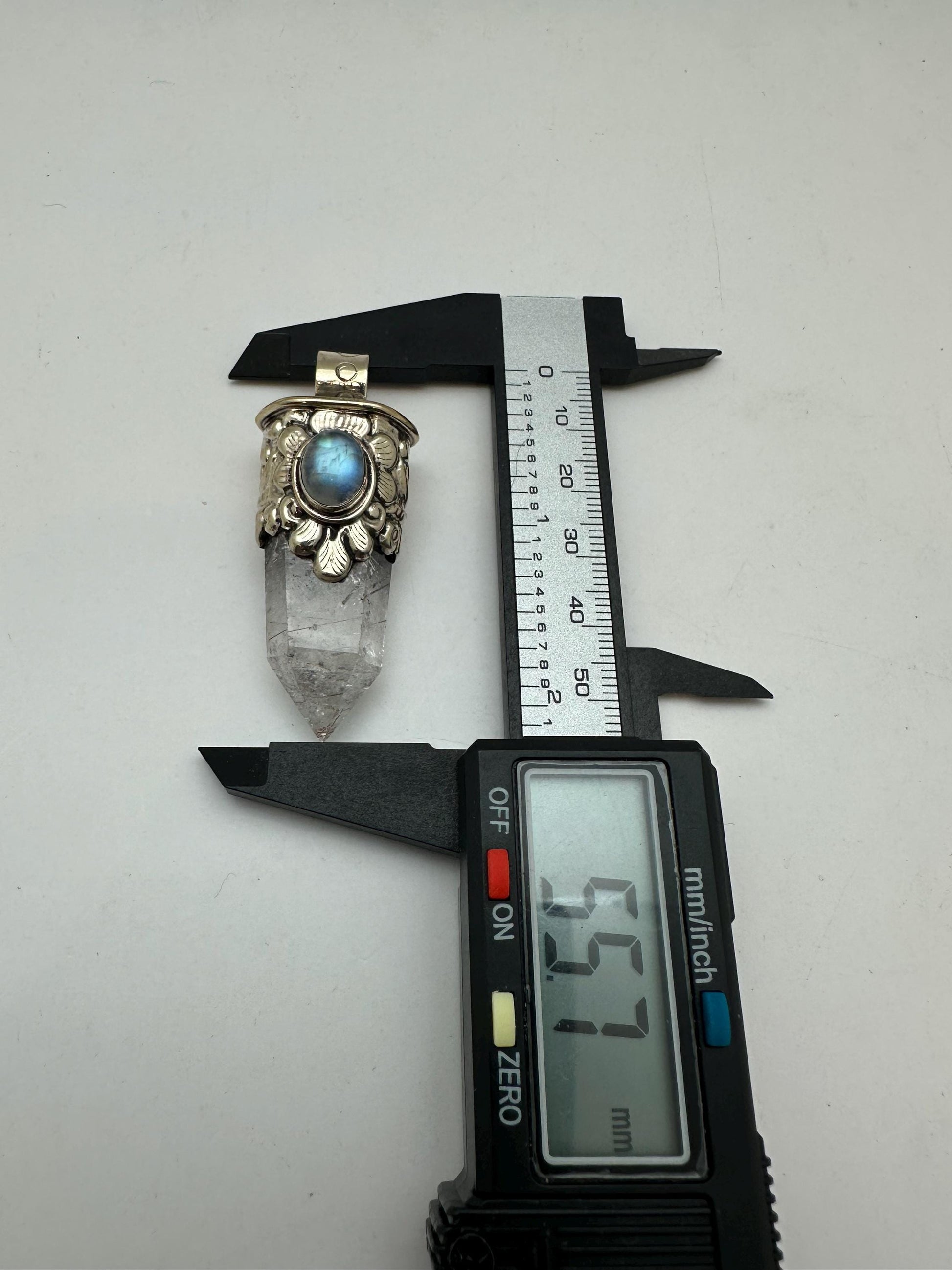 Golden Redulited point pendant, moonstone, handcrafted, Tibetan silver,ethnic style,56X18mm