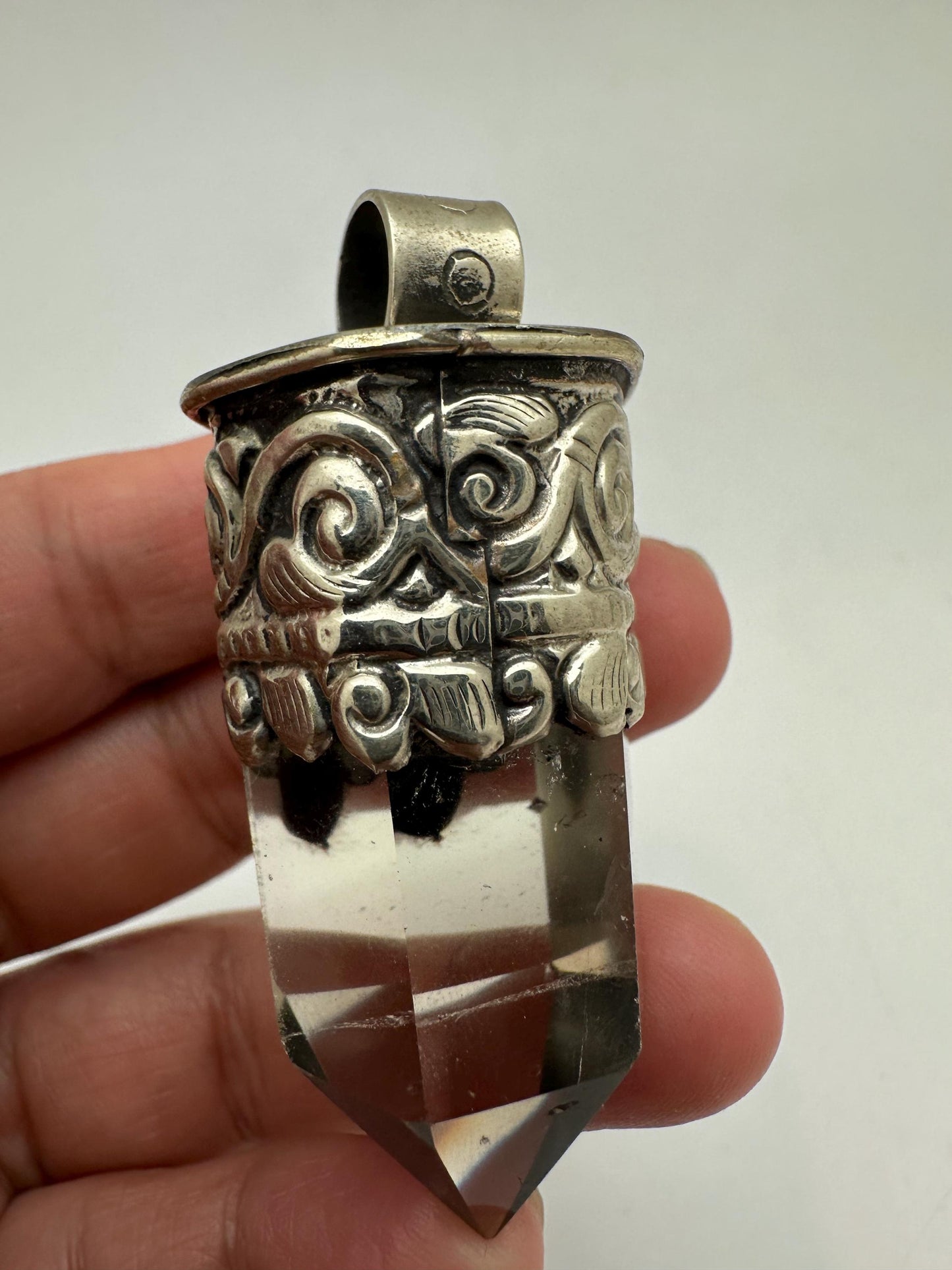 Citrine point pendant, moonstone,handcrafted, Tibetan silver,ethnic style,Nepalese