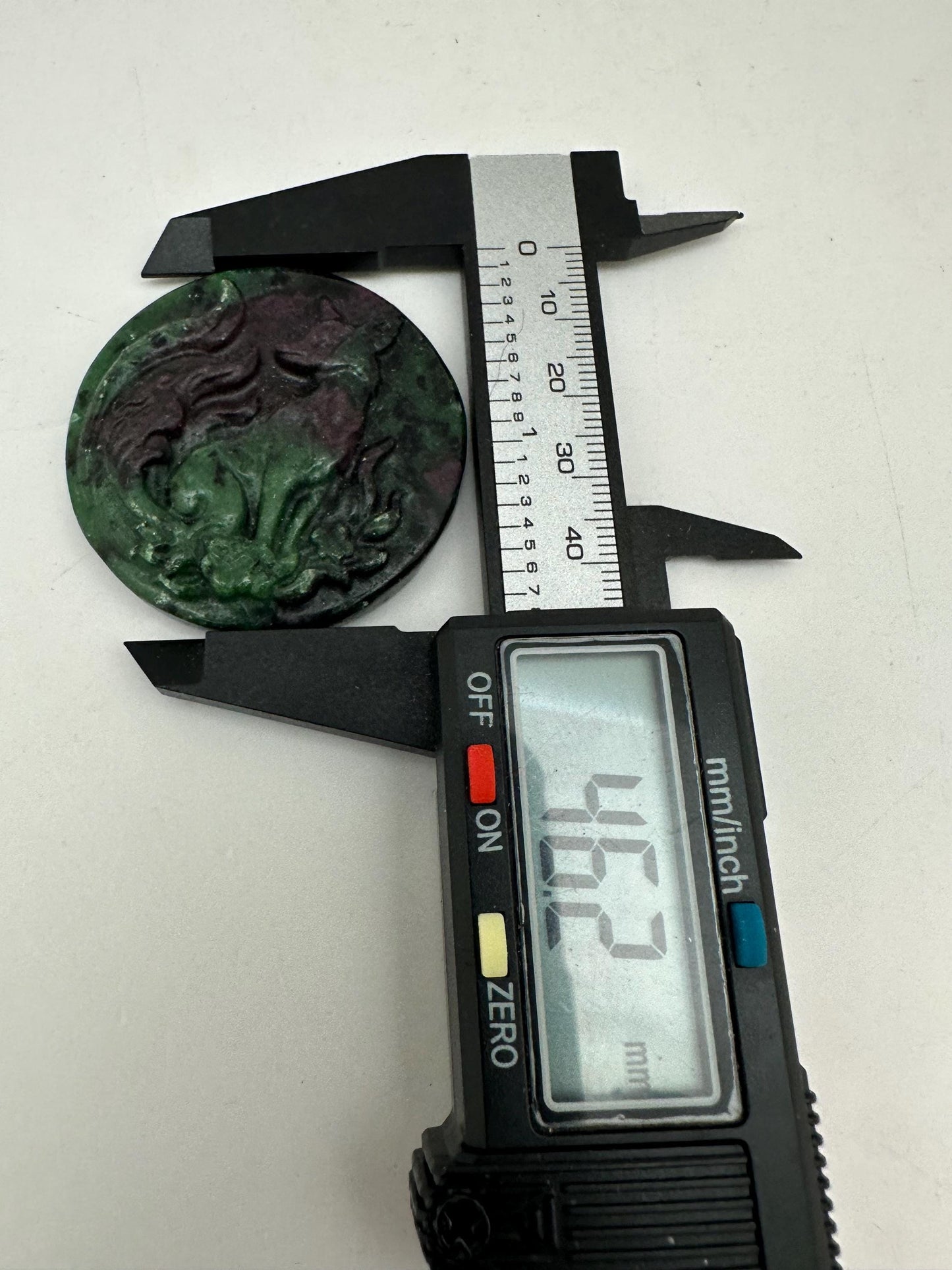 hand carved,nine tailed fox,Ruby Zoisite,amulet,goodluck,protection,intelligence,46.2X46.2mm