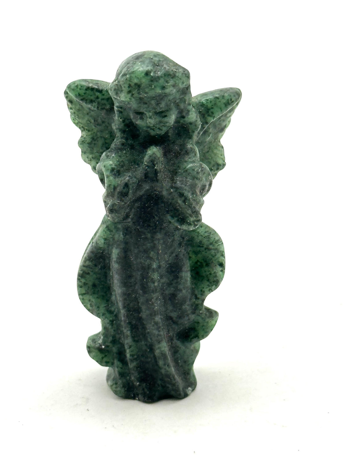 Hand-Carved Green Aventurine Angel Figurine,Crystal Guardian Angel Statue ,Pocket Angel Totem, Spiritual Healing Crystal Gift ,60.2mmX29.7mm