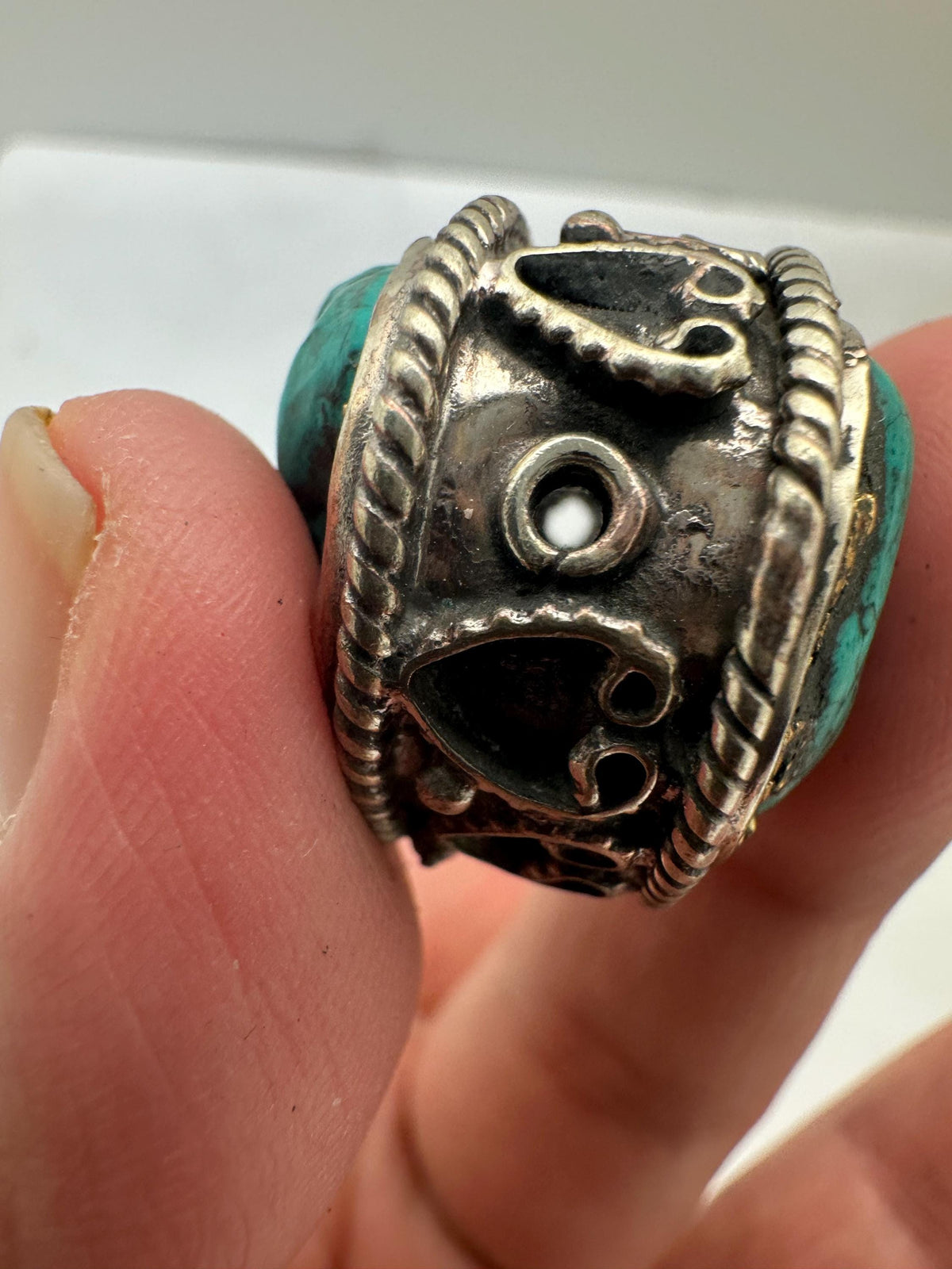 Turquoise beads ,handcrafted,Tibetan silver, gold matrix,Nepalese