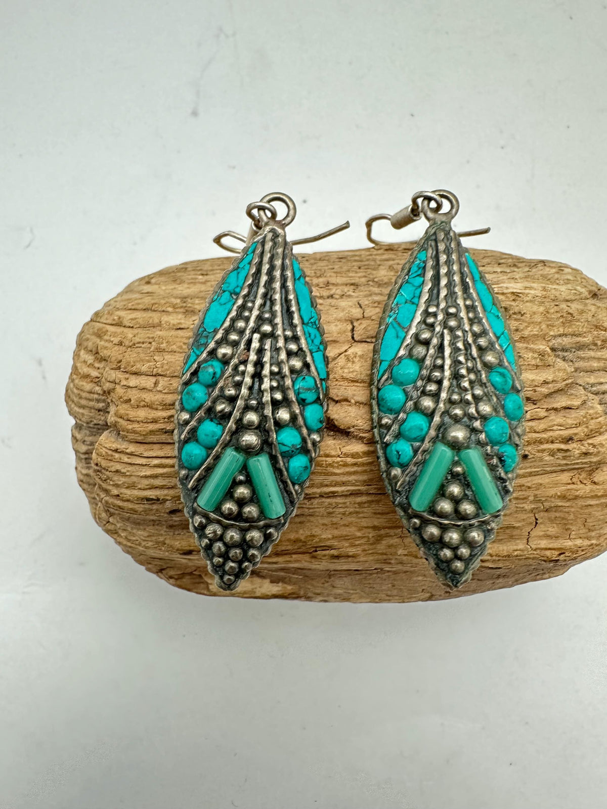 Earrings,Tibetan Turquoise Drop Earrings, handcrafted ,ethnic style