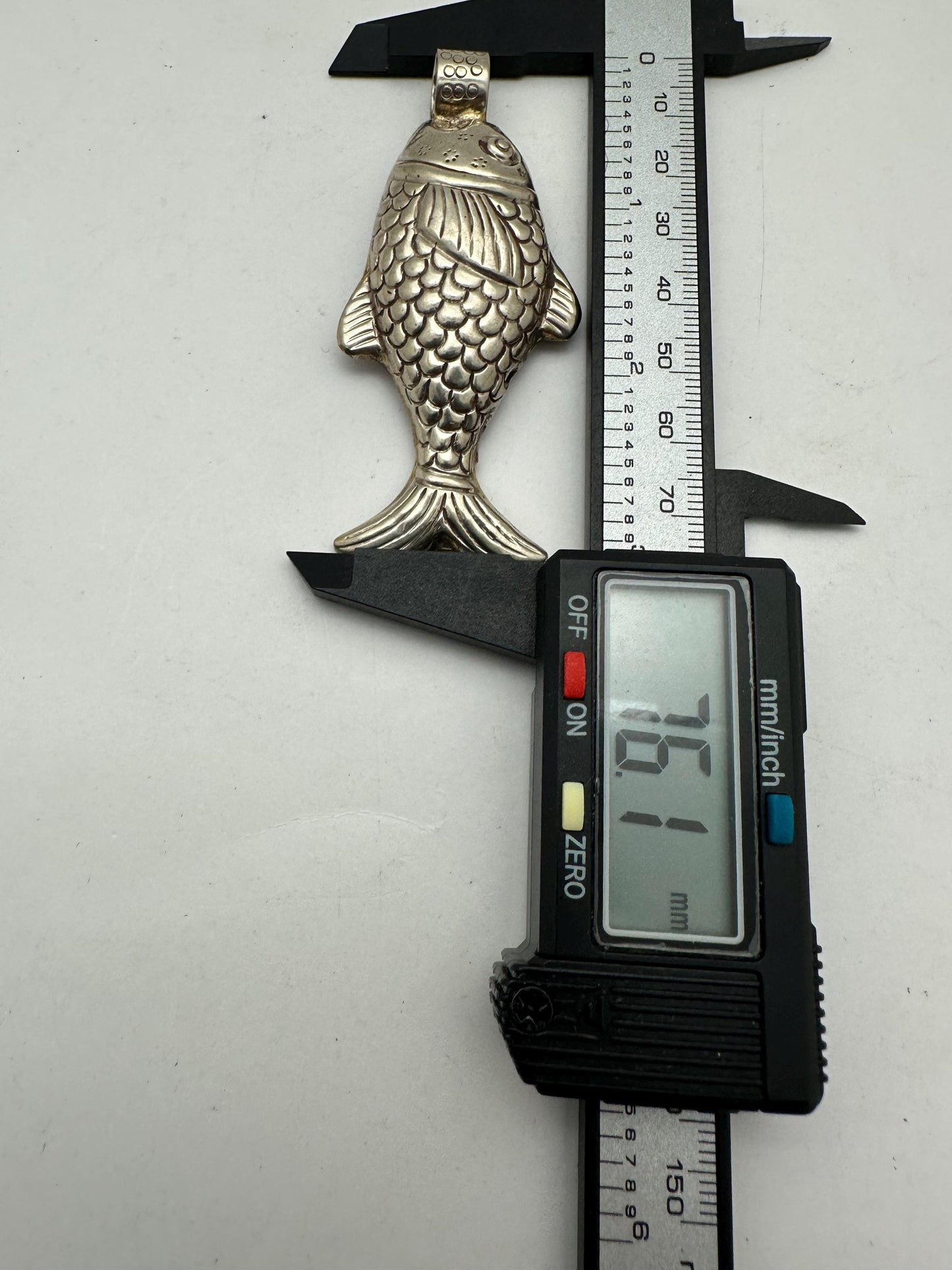Large Fish Pendant ,Koi Carp ,Tibetan silver, amulet, symbol of abundance, good luck and protection 76.1X24.7 mm