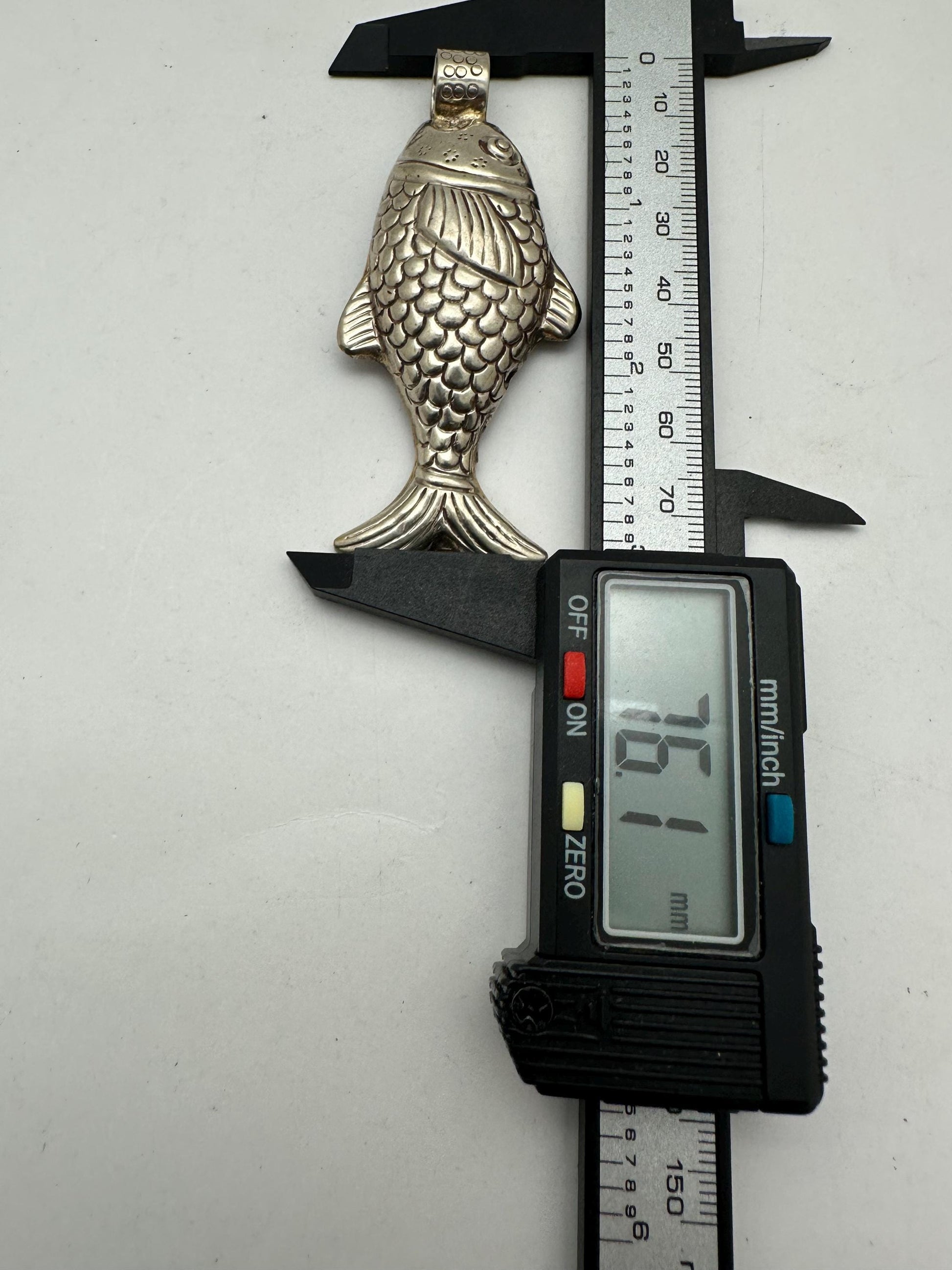 Large Fish Pendant ,Koi Carp ,Tibetan silver, amulet, symbol of abundance, good luck and protection 76.1X24.7 mm