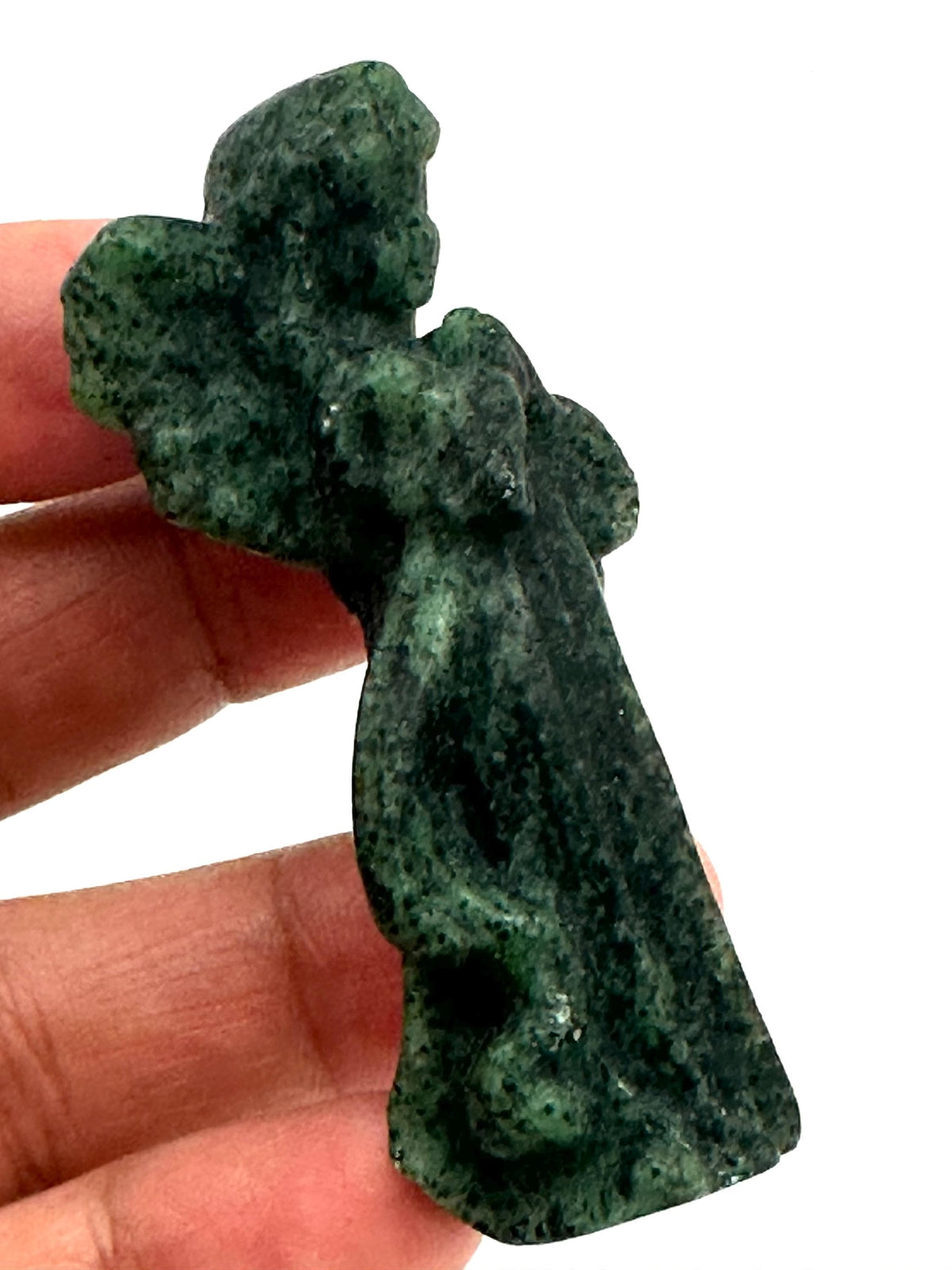 Hand-Carved Green Aventurine Angel Figurine,Crystal Guardian Angel Statue ,Pocket Angel Totem, Spiritual Healing Crystal Gift ,60.2mmX29.7mm