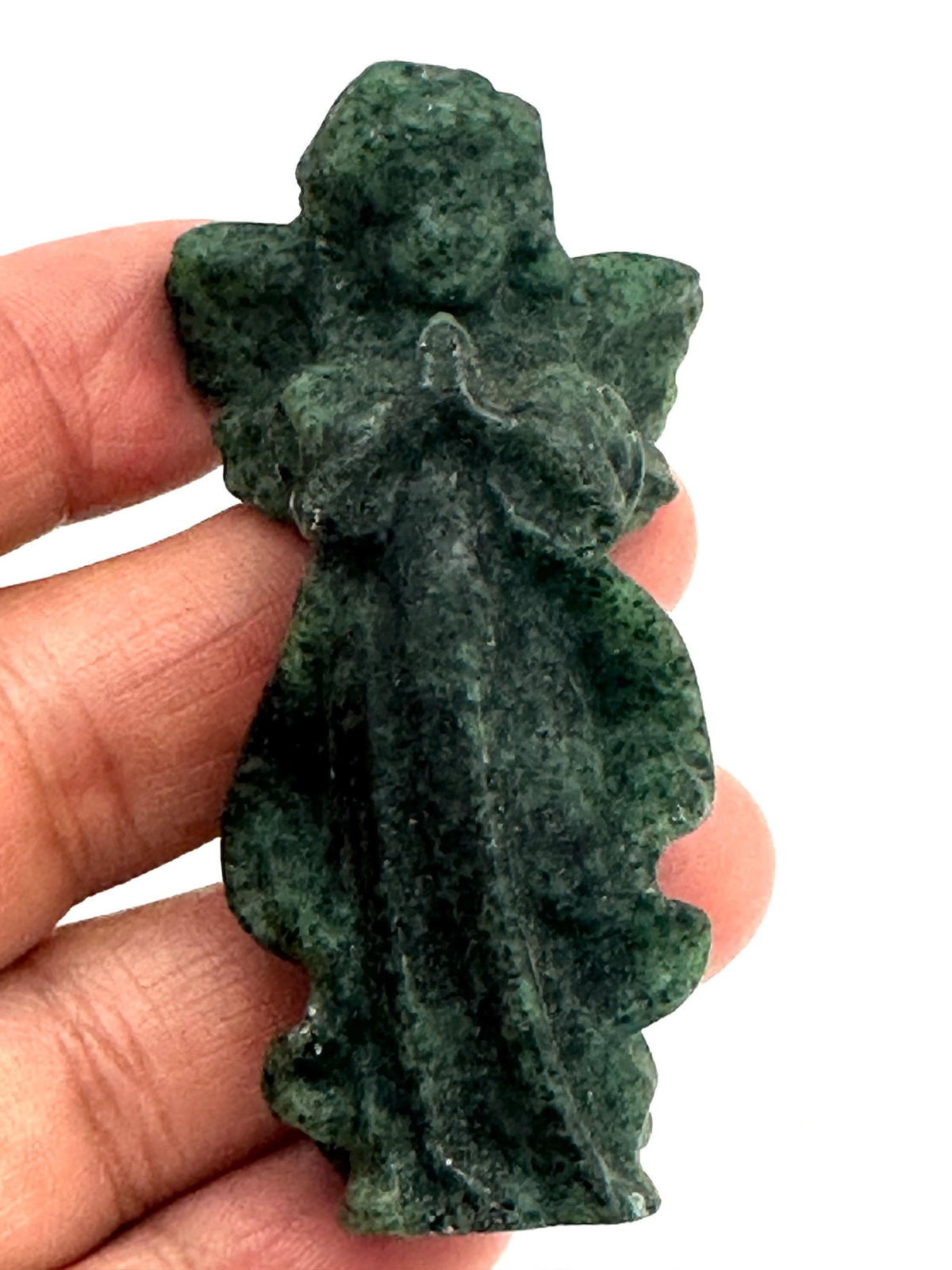 Hand-Carved Green Aventurine Angel Figurine,Crystal Guardian Angel Statue ,Pocket Angel Totem, Spiritual Healing Crystal Gift ,60.2mmX29.7mm