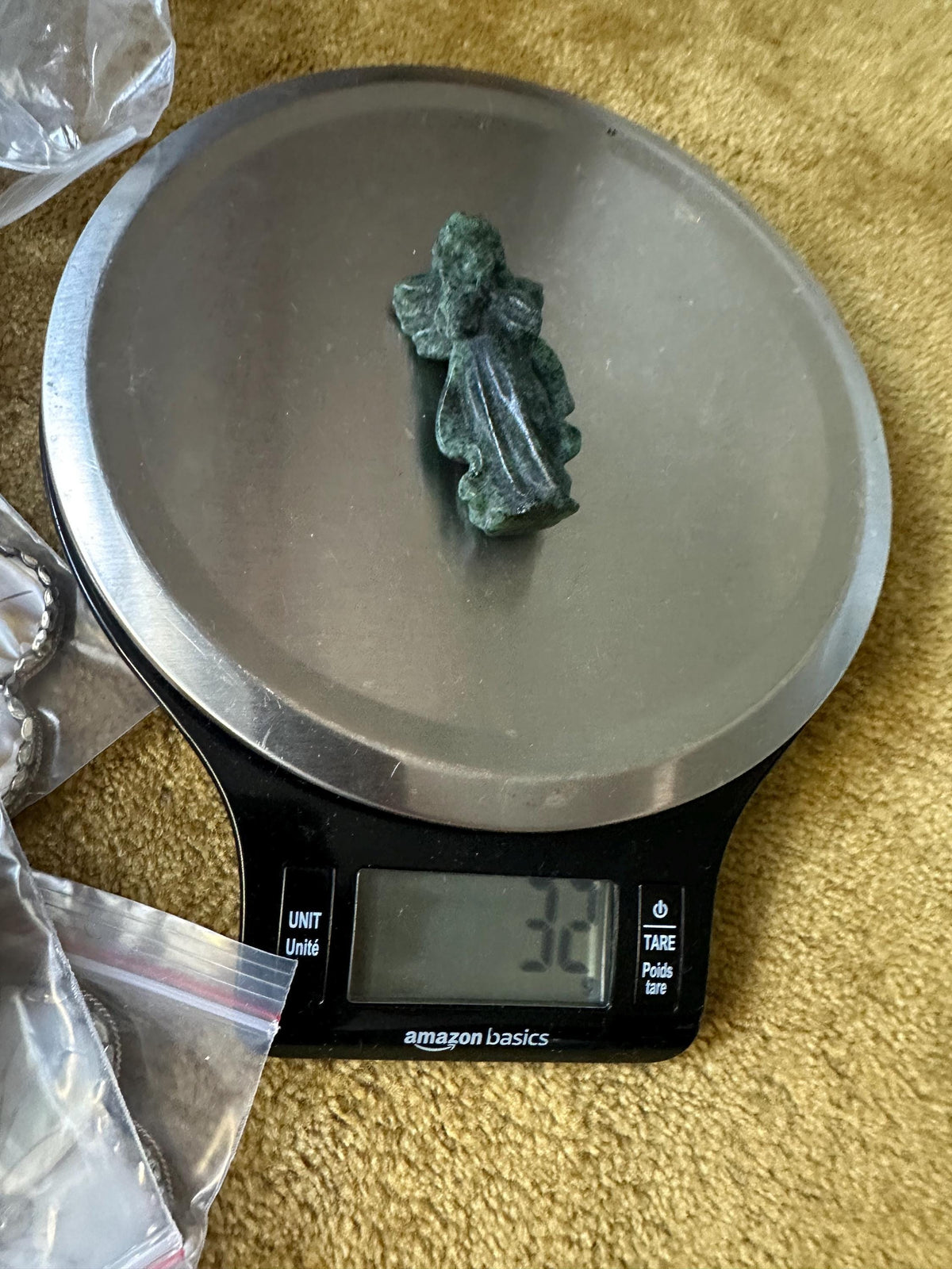 Hand-Carved Green Aventurine Angel Figurine,Crystal Guardian Angel Statue ,Pocket Angel Totem, Spiritual Healing Crystal Gift ,60.2mmX29.7mm