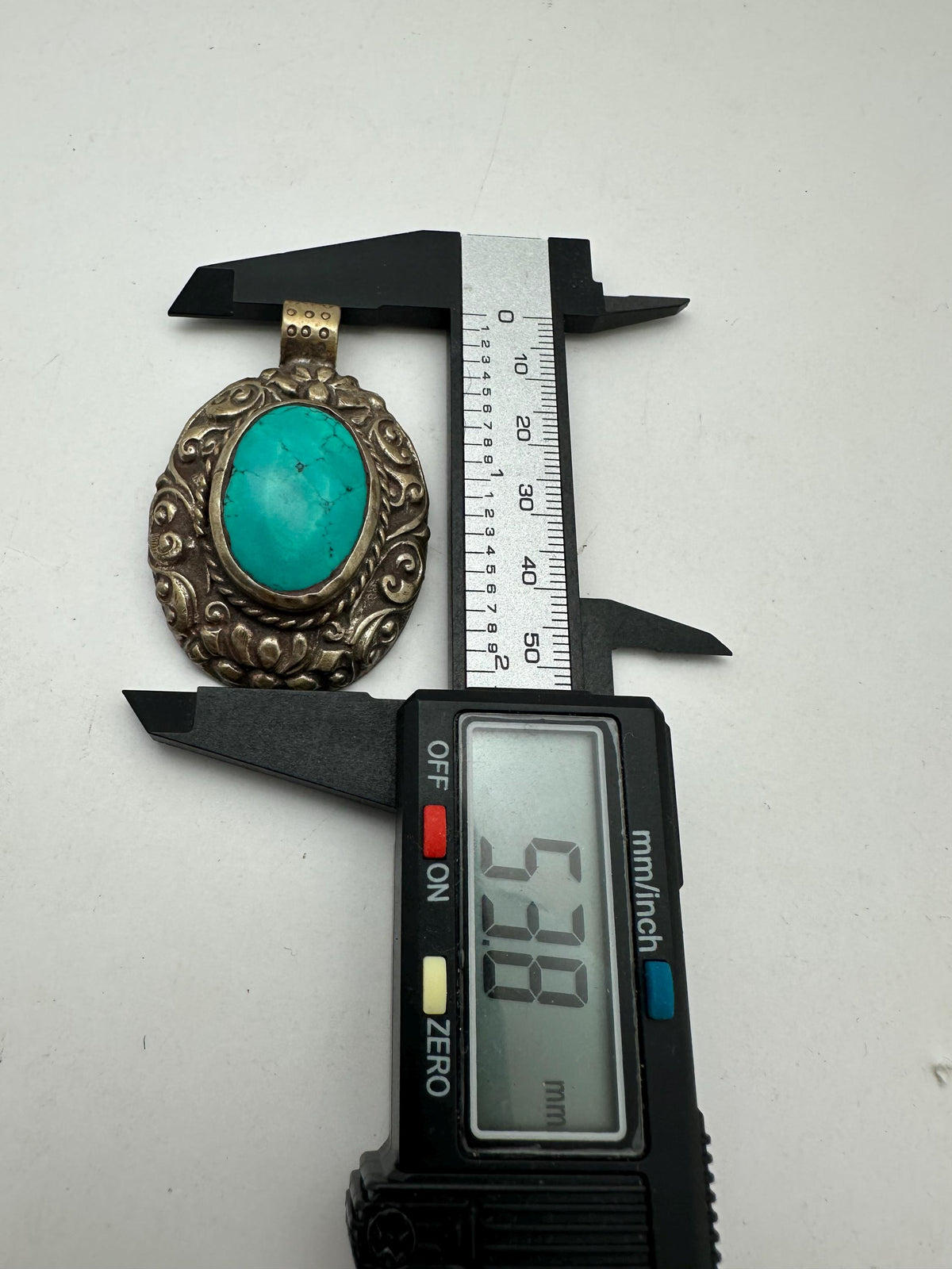 Turquoise pendant, How lite, Tibetan silver, handcrafted,ethnic style,53.8mmX36.3mm