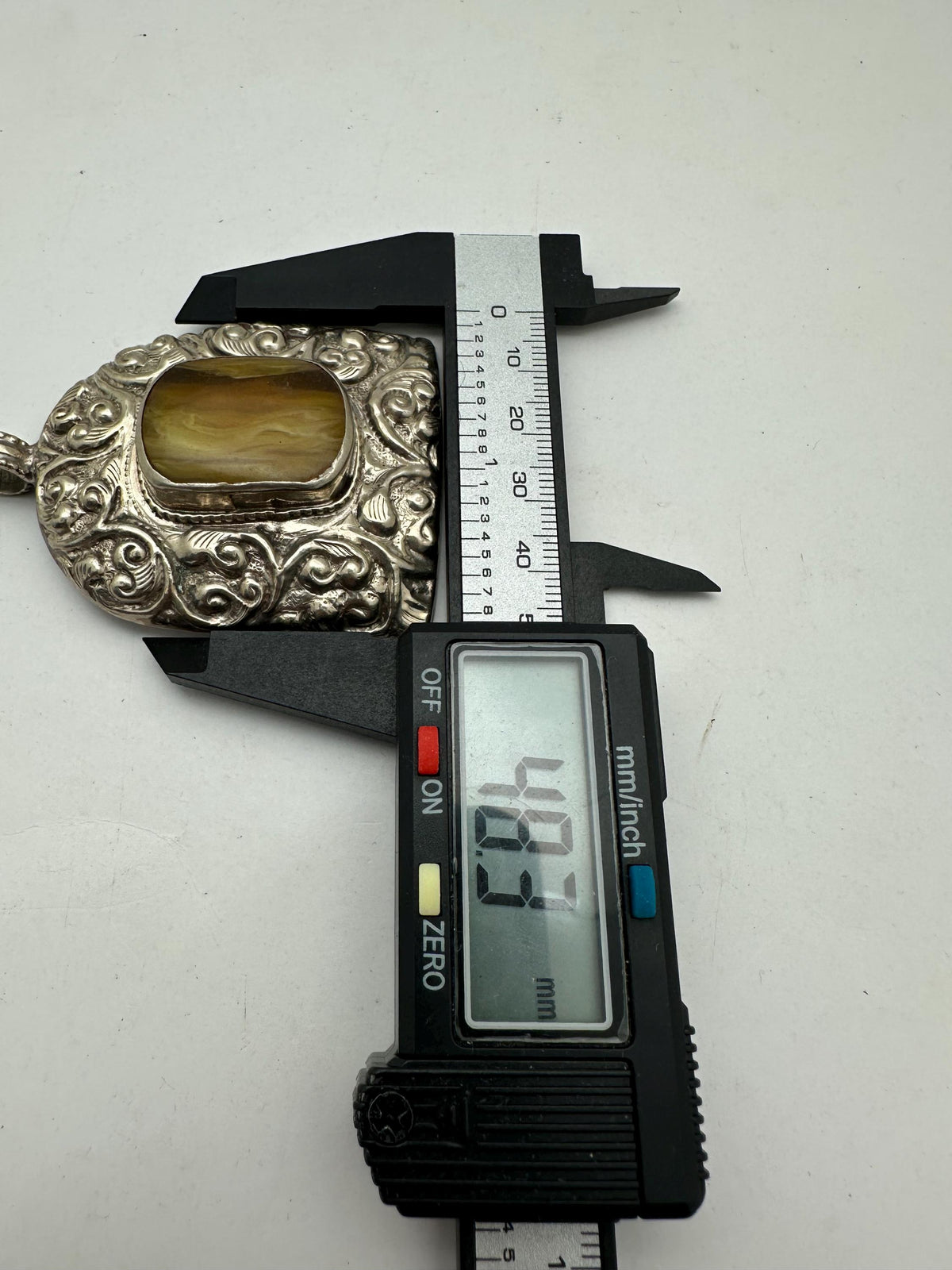Handcrafted, yellow agate,Tibetan silver, Tibetan design, ethnic style,66.6mmX48.3mm