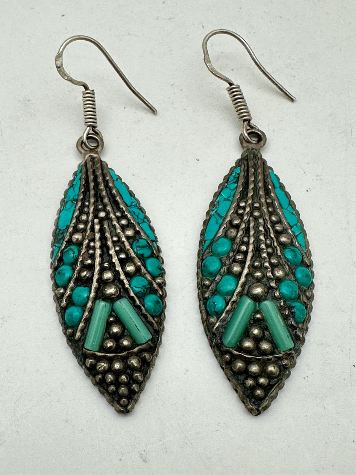 Earrings,Tibetan Turquoise Drop Earrings, handcrafted ,ethnic style
