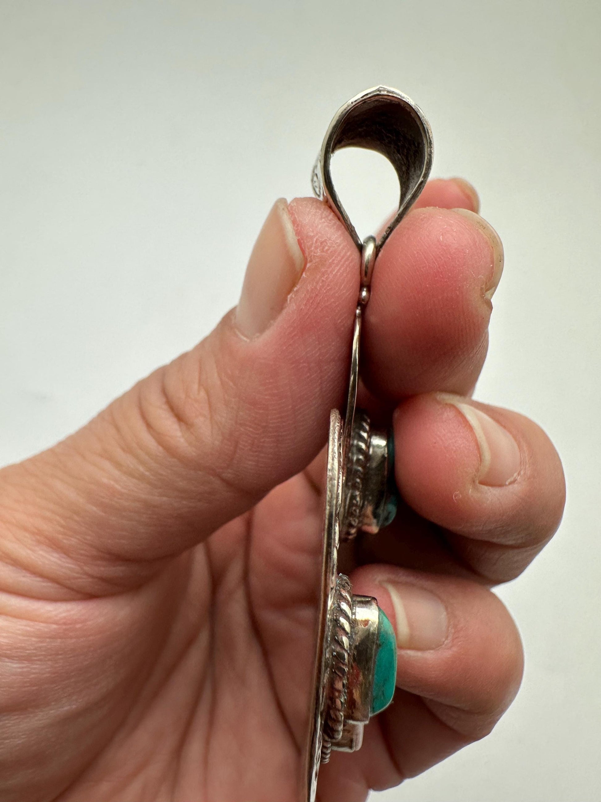 Cactus pendant, handcrafted,Tibetan repoussesilver, turquoise, shell, bohemien, artisan jewelry,