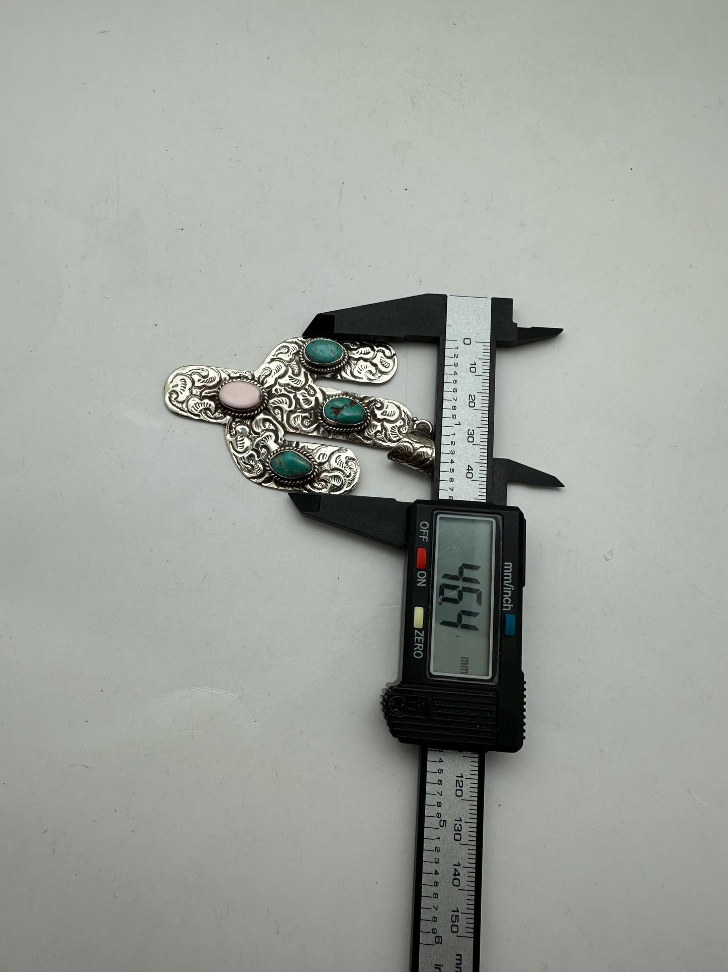 Cactus pendant, handcrafted,Tibetan repoussesilver, turquoise, shell, bohemien, artisan jewelry,