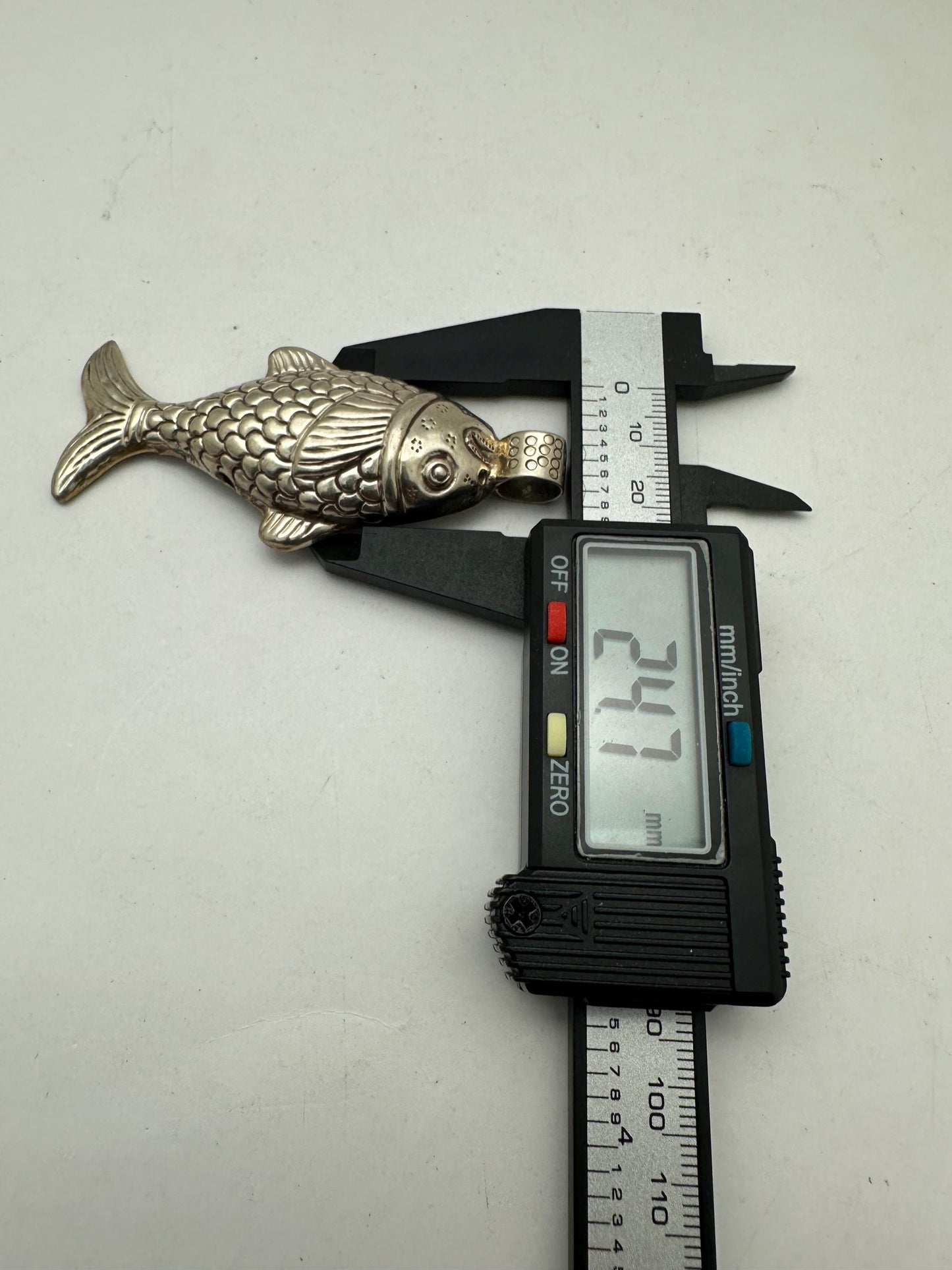 Large Fish Pendant ,Koi Carp ,Tibetan silver, amulet, symbol of abundance, good luck and protection 76.1X24.7 mm