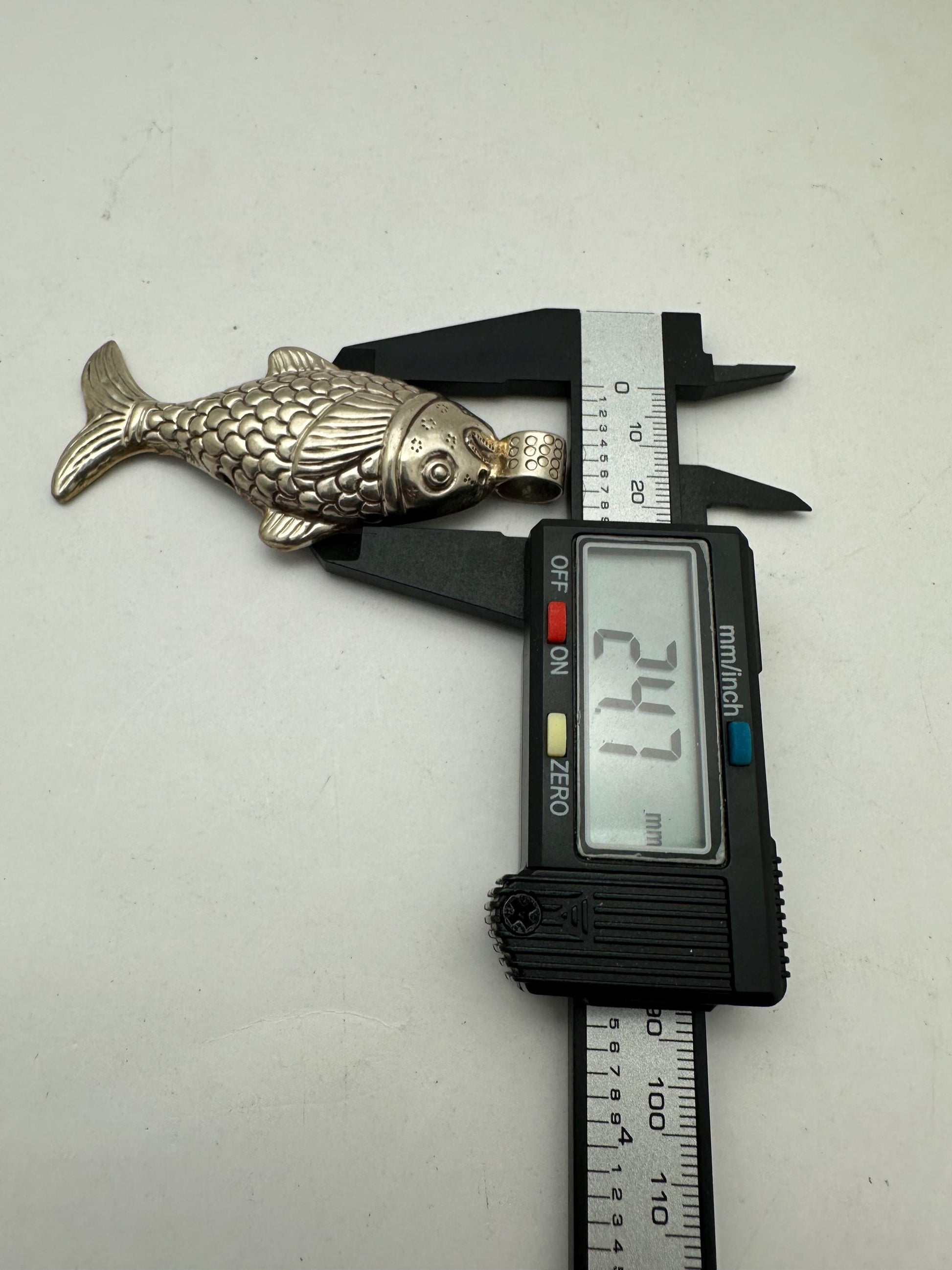 Large Fish Pendant ,Koi Carp ,Tibetan silver, amulet, symbol of abundance, good luck and protection 76.1X24.7 mm