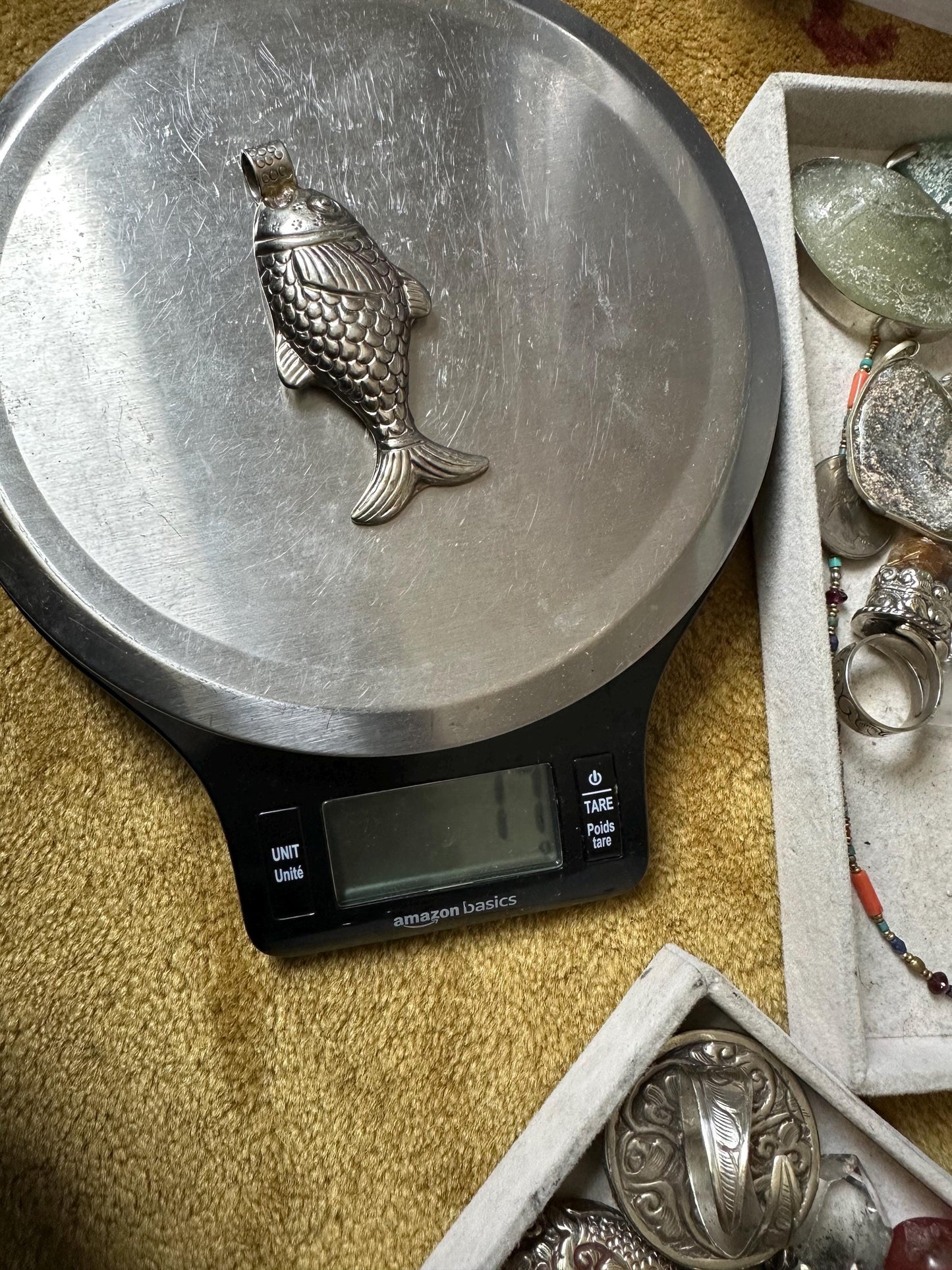 Large Fish Pendant ,Koi Carp ,Tibetan silver, amulet, symbol of abundance, good luck and protection 76.1X24.7 mm