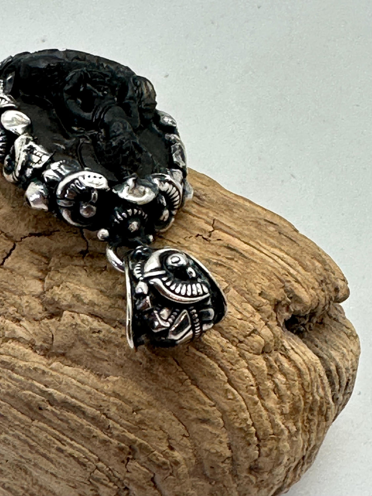Moldabite medicine Buddha , extremely rare master handcrafted with sterling silver